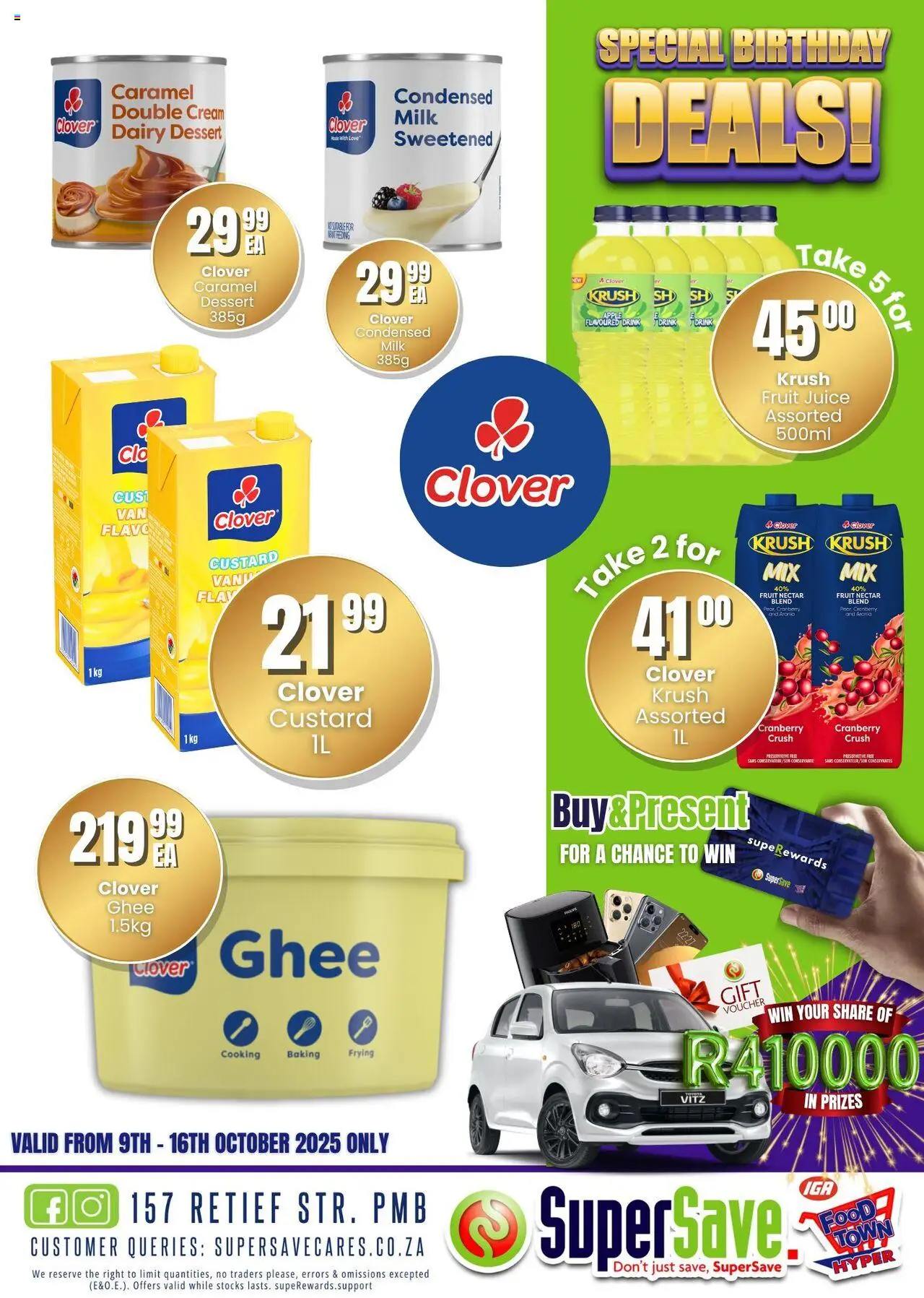 New Super Save catalogue – valid from 09.10.2025 | Page: 2 | Products: Milk, Juice, Fruit, Caramel