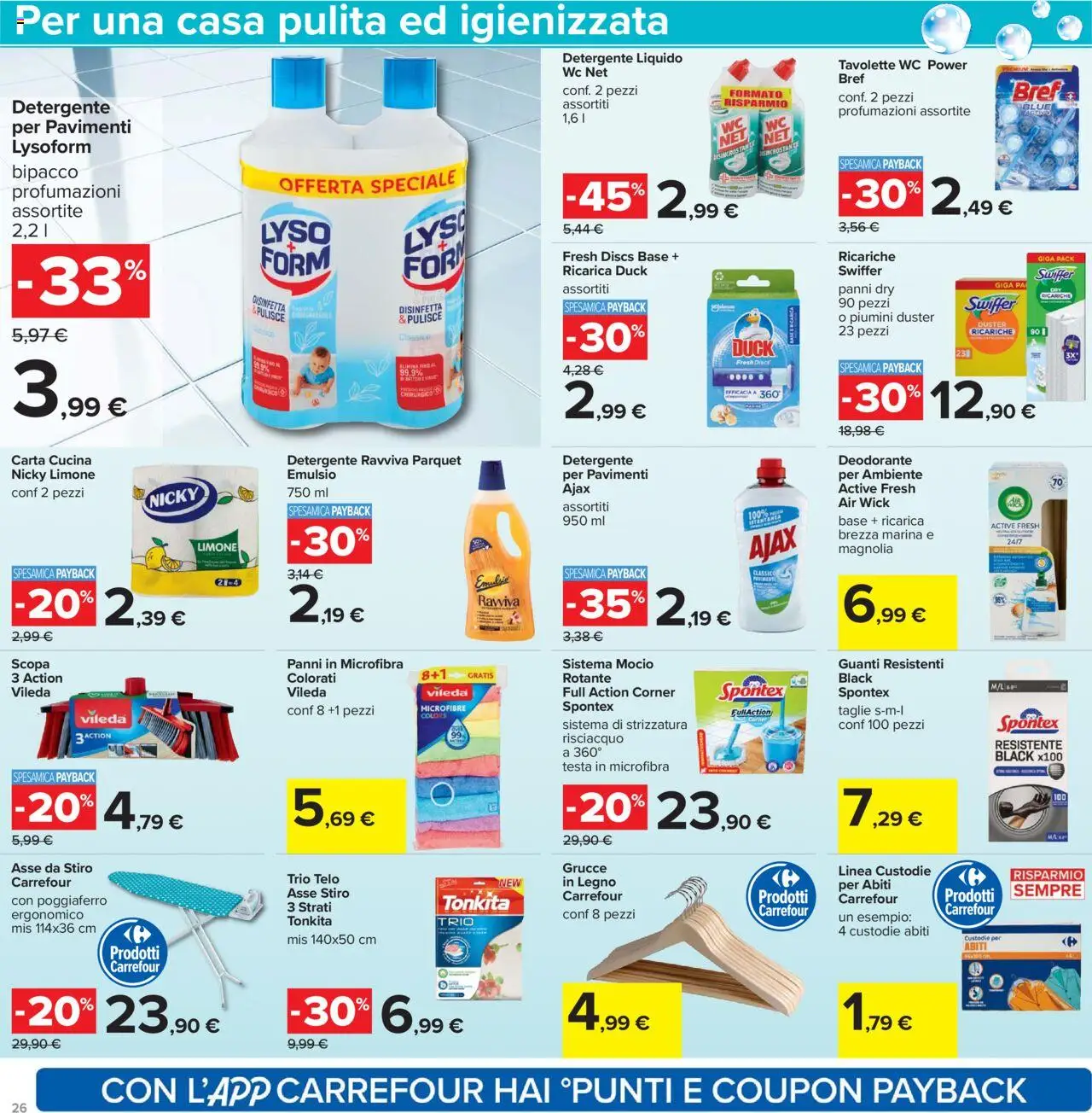 Volantino Carrefour del 26.09.2025 | Pagina: 26 | Prodotti: Detergente, Abiti, Limone, Grucce