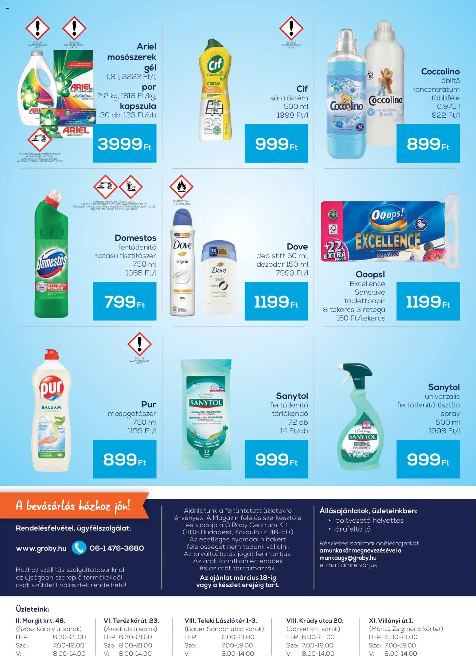 G'Roby akciós ujság - amely érvényes a következő dátumtól: 05.03.2026 | Oldal: 4 | Termékek: Törlőkendő, Öblítő, Stift, Mosogatószer