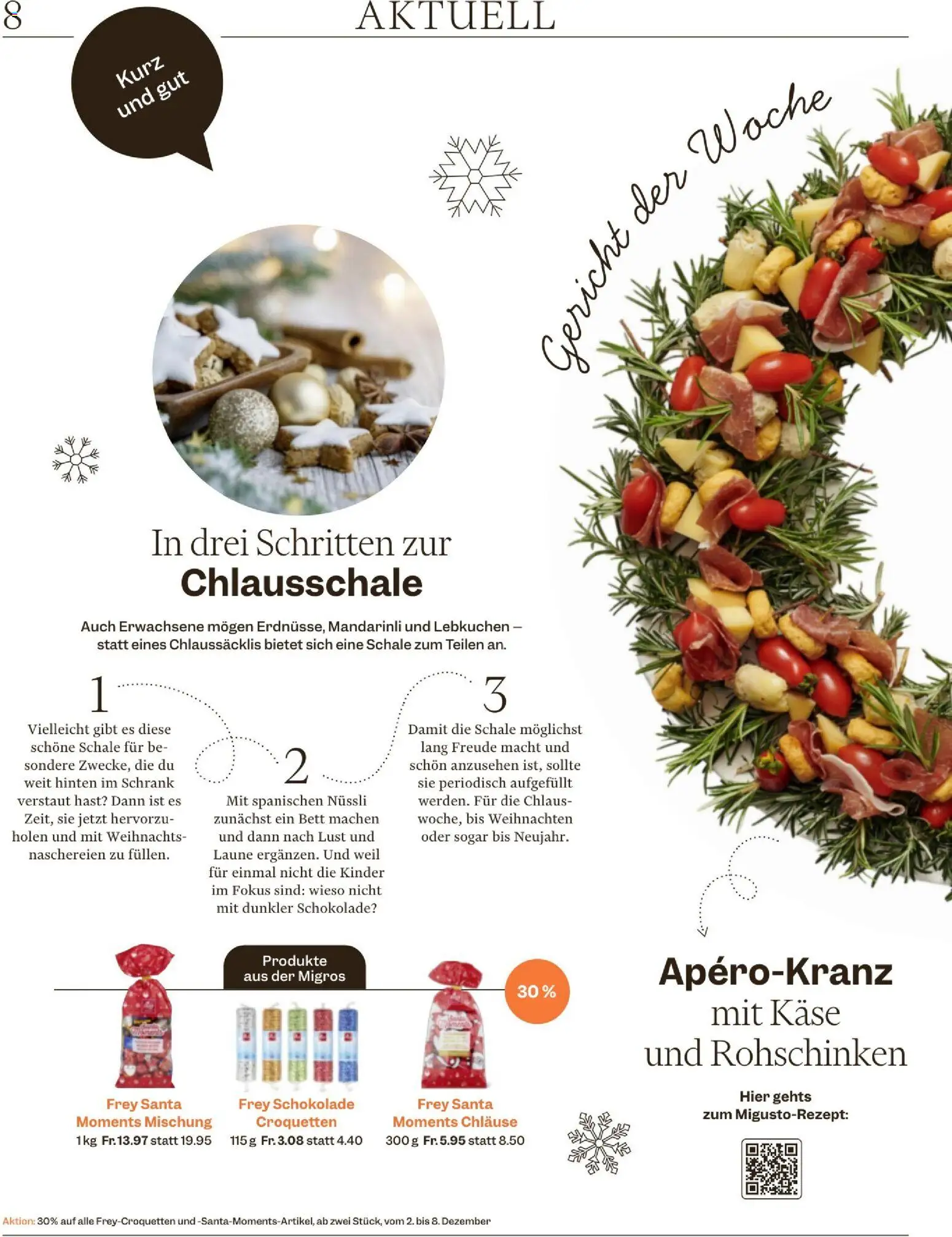 Migros Magazin – gültig ab 02.12.2025 | Seite: 8 | Produkte: Schrank, Bett, Käse, Schokolade