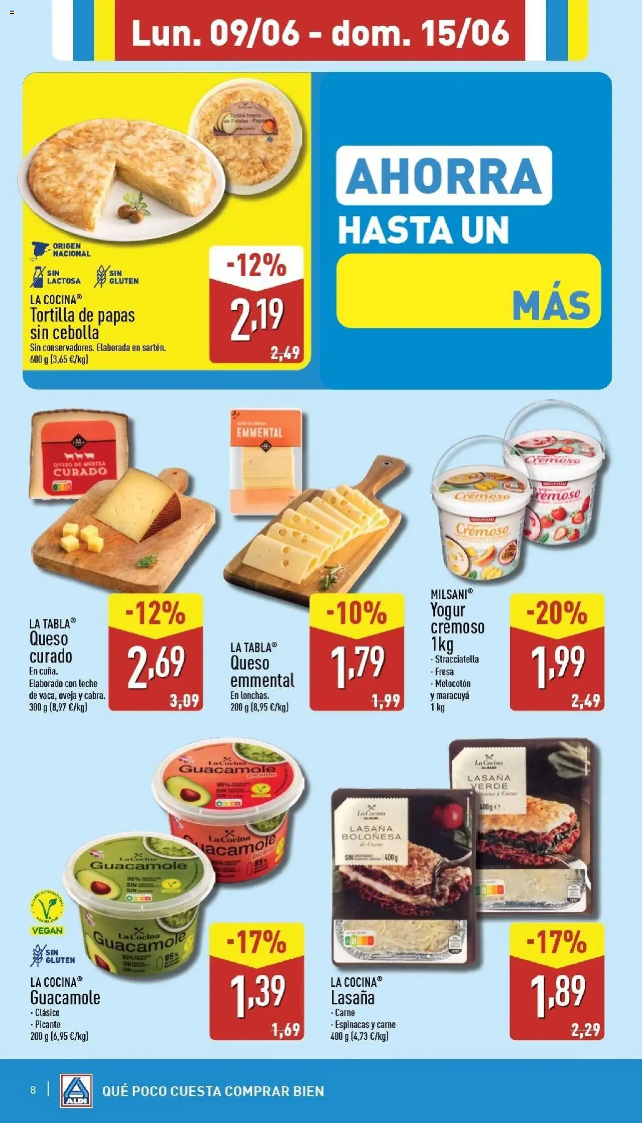 Aldi folleto Canarias │ válido desde el 09.06.2025 | Página: 8 | Productos: Queso, Πορσελάνη, Παγωμένο τσάι, Lasaña