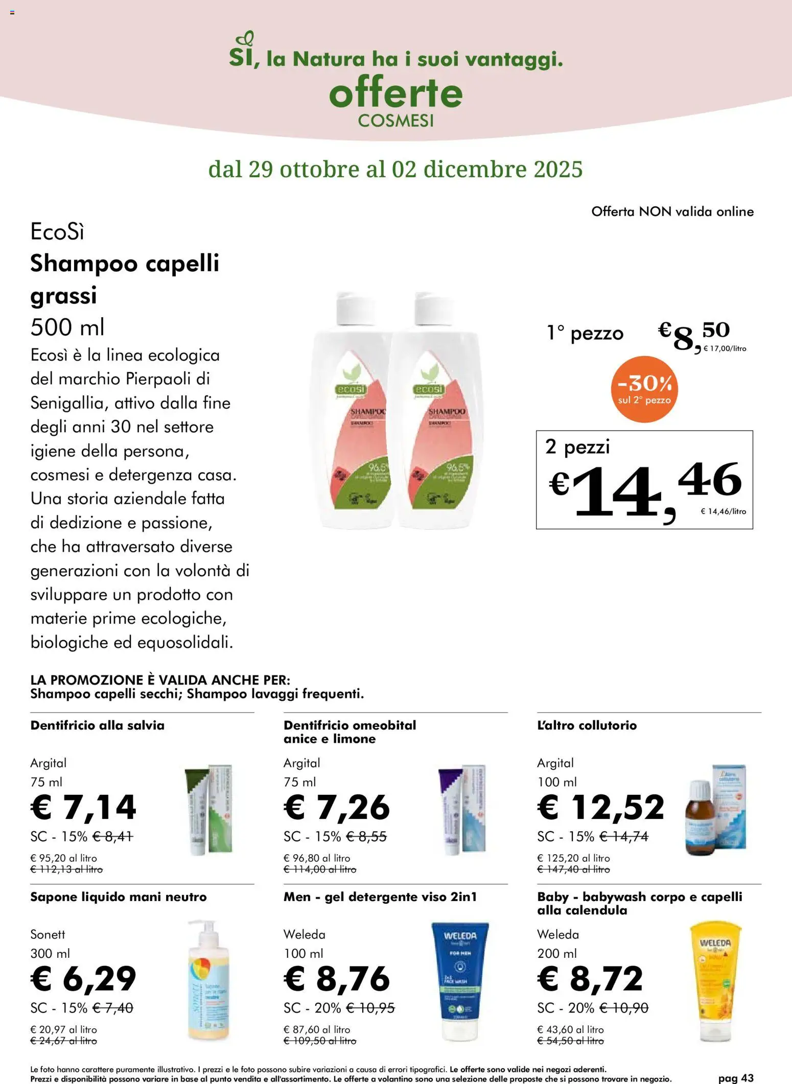 Volantino Natura Sì del 29.10.2025 | Pagina: 43 | Prodotti: Shampoo, Sapone, Collutorio, Limone