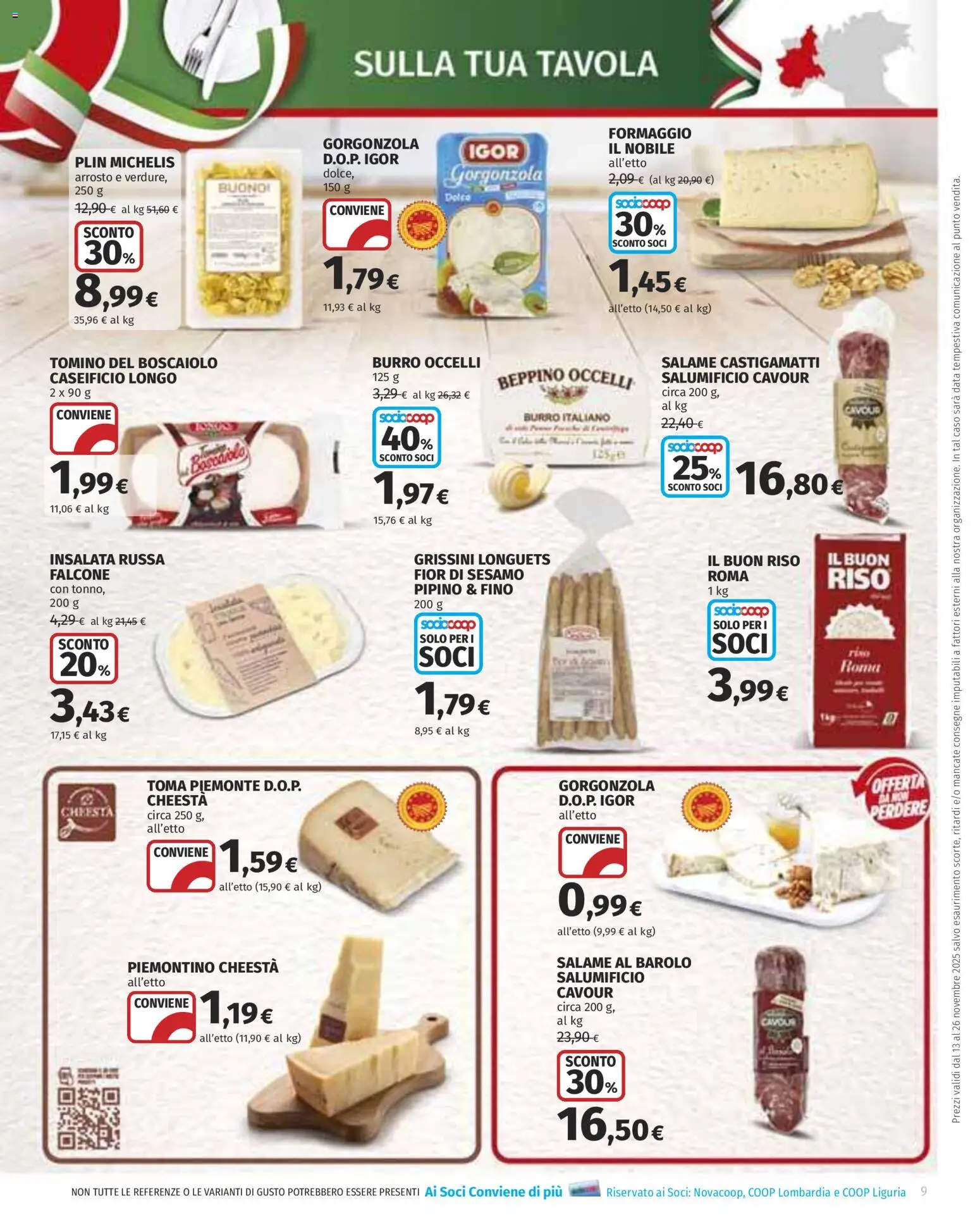 Volantino COOP del 13.11.2025 | Pagina: 9 | Prodotti: Arrosto, Insalata, Formaggio, Insalata russa