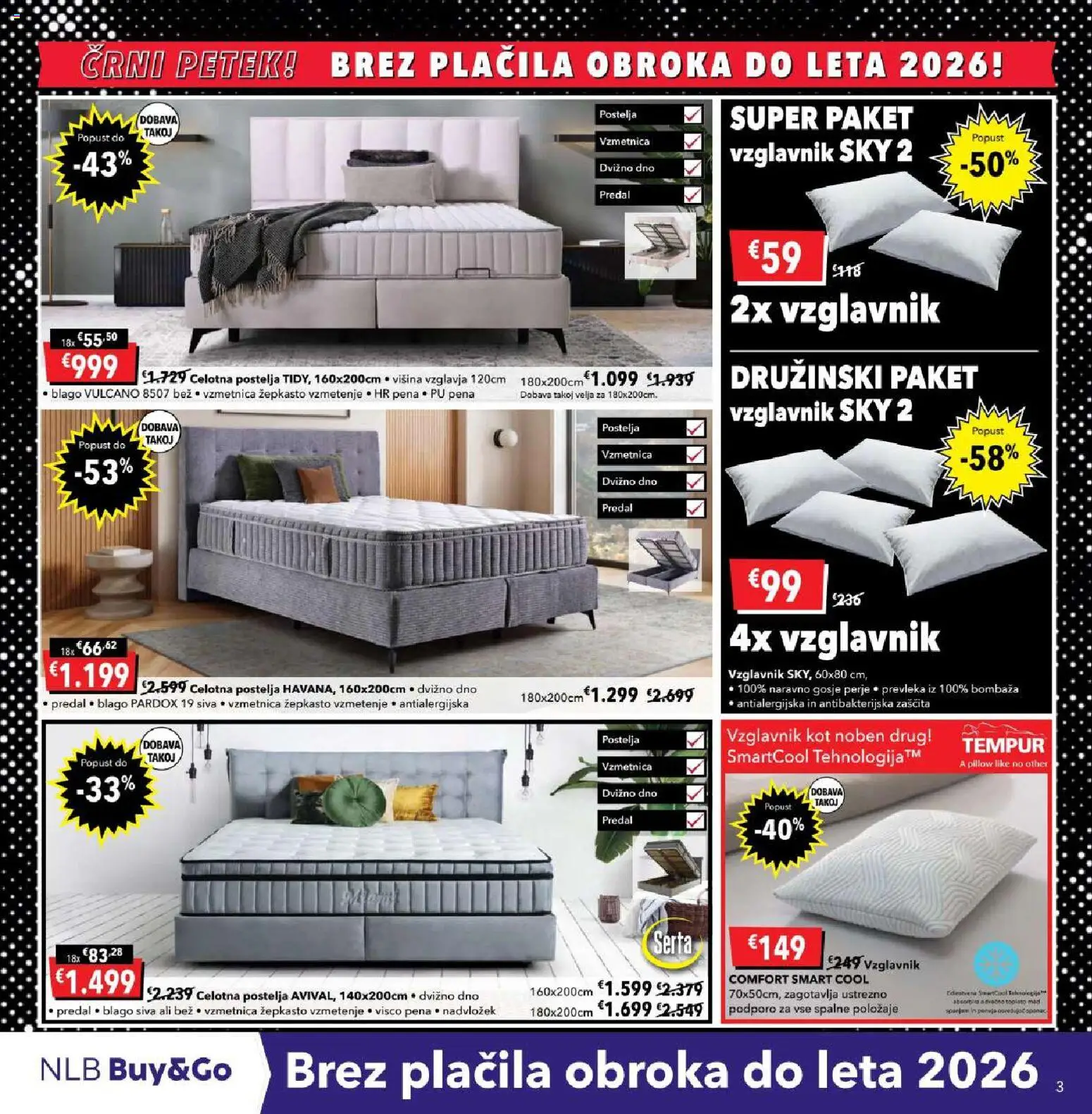 Novi Harvey Norman katalog ponudbe – veljaven od 13.11.2025 | Stran: 3 | Izdelki: Vzglavnik, Nadvložek, Postelja, Vzmetnica