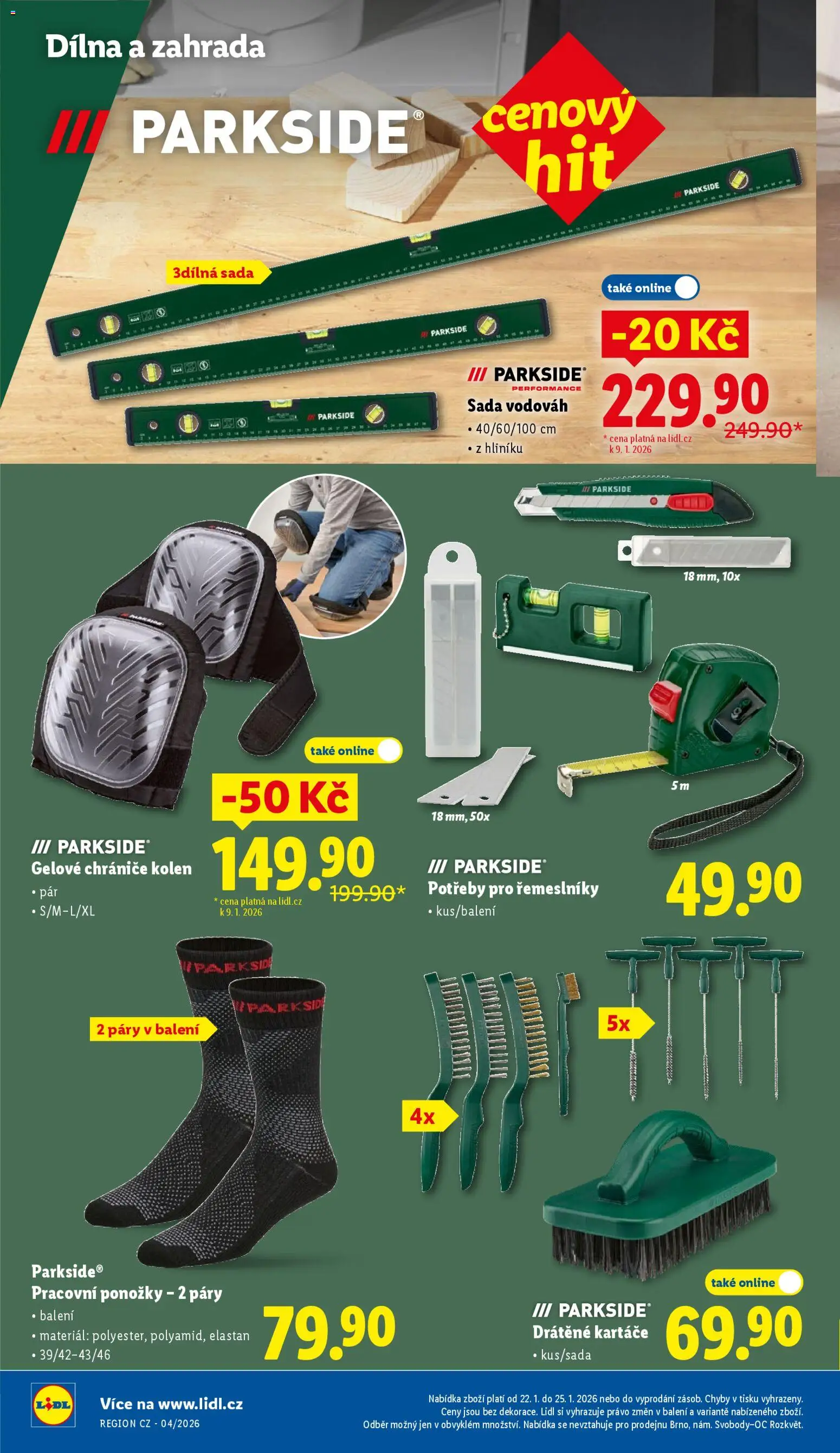 Lidl leták - Spotřební zboží od 19.01.2026 | Strana: 20 | Produkty: Ponožky, Parkside, Zahrada, Chrániče
