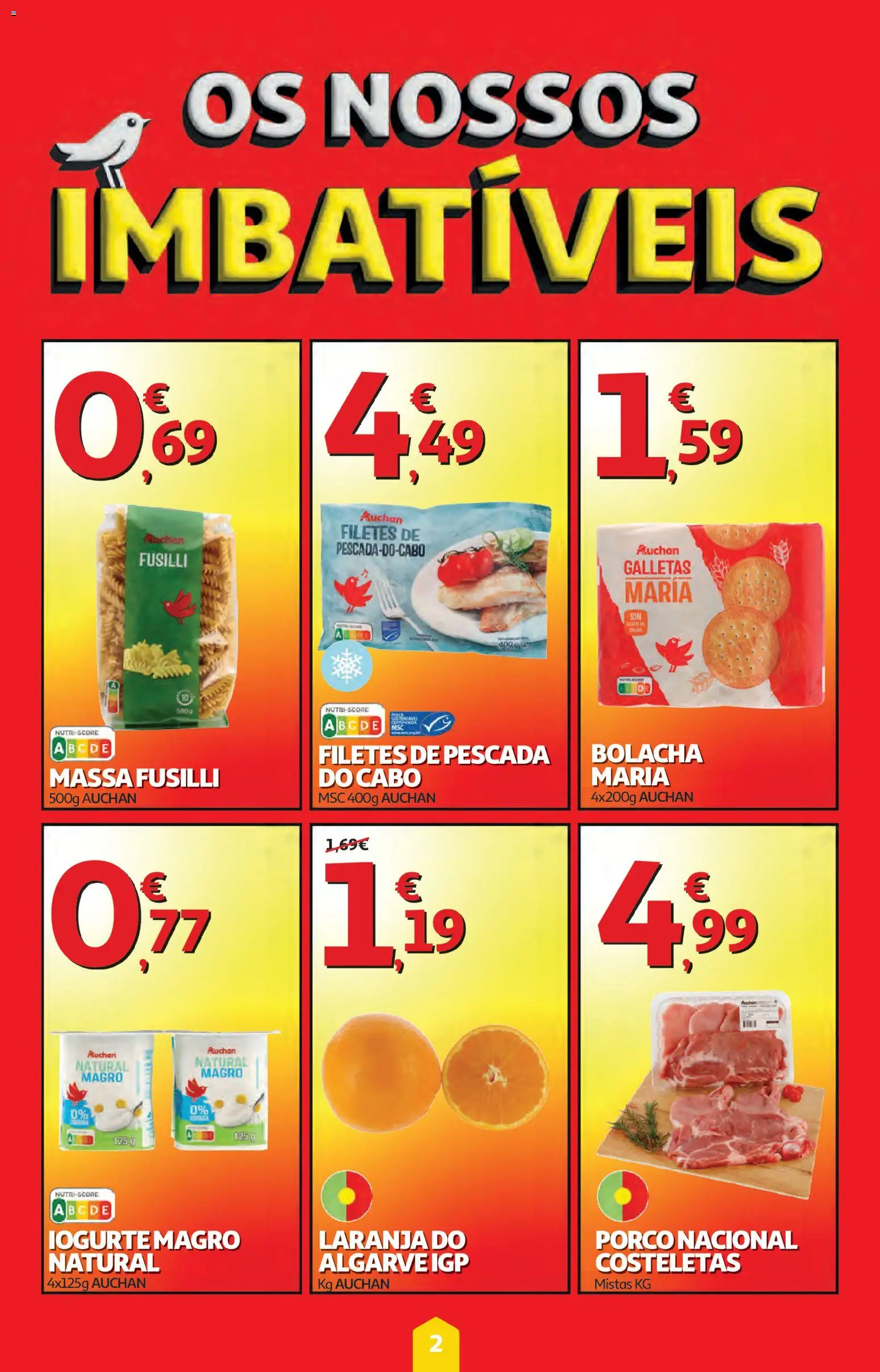 Auchan folheto │ válido de 09.04.2026 | Página: 2 | Produtos: Cabo, Pescada, Iogurte, Massa