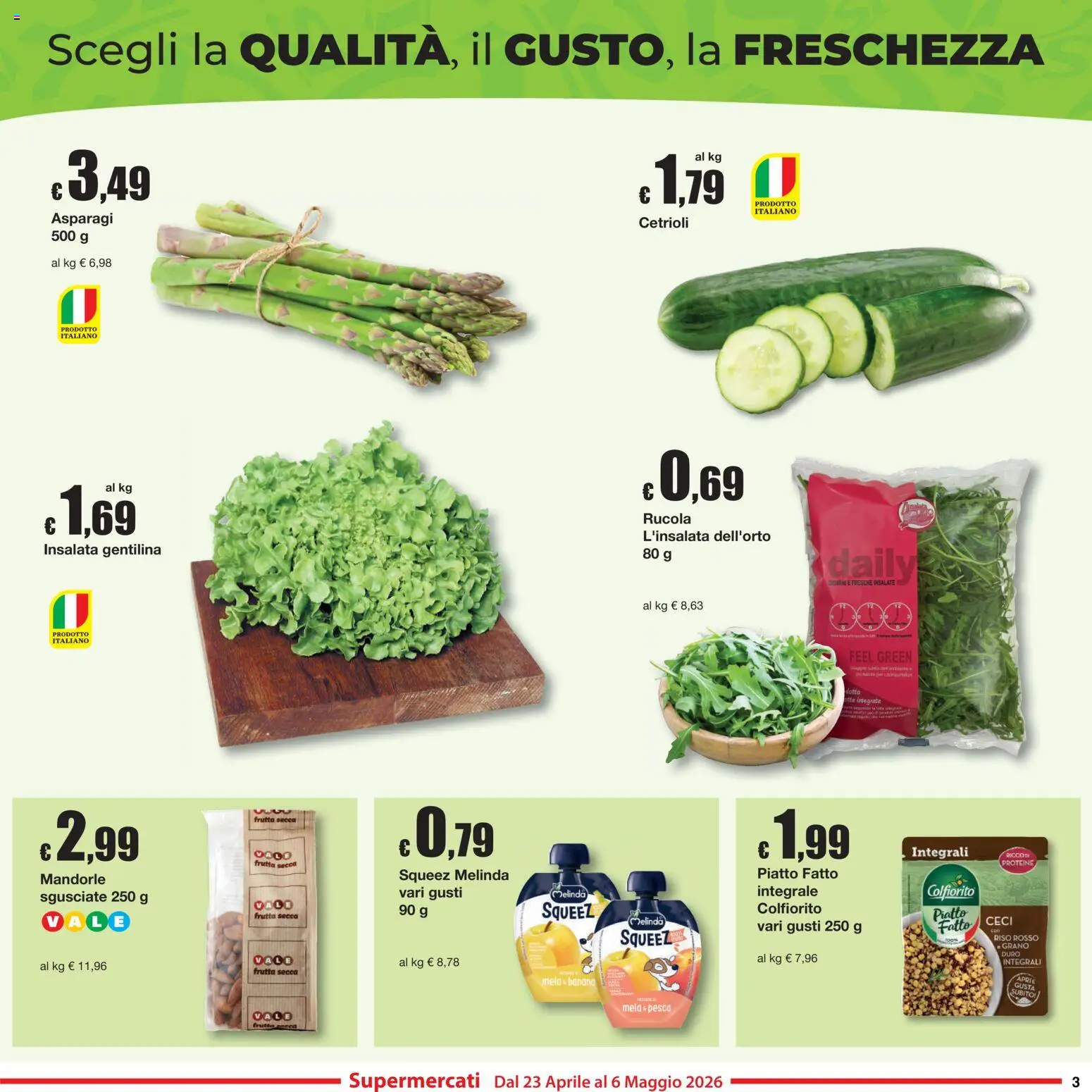 Volantino Sì con Te del 23.04.2026 | Pagina: 3 | Prodotti: Insalata, Ceci, Asparagi, Piatto