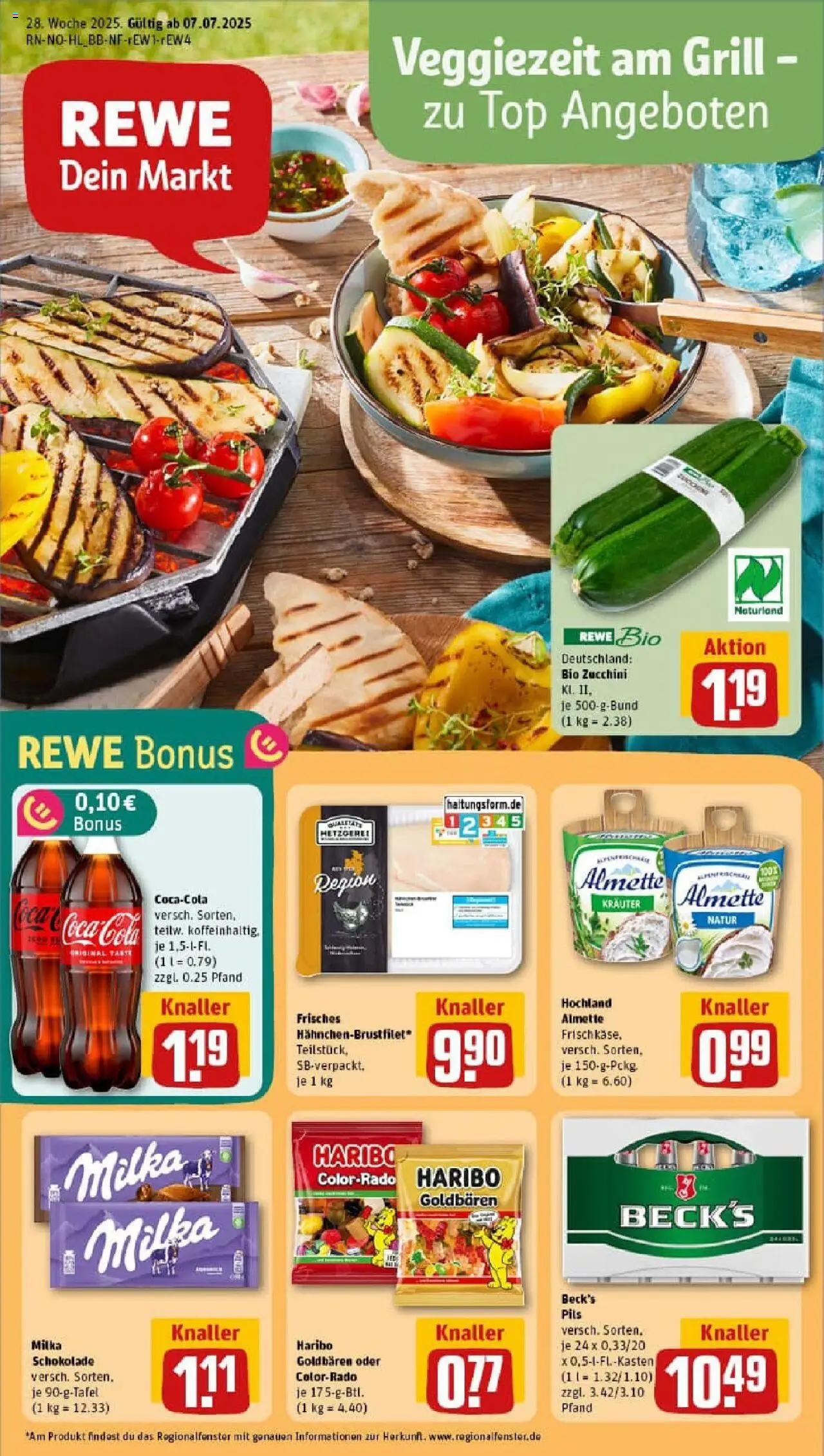 Rewe prospekt Klein Nordende	 - gültig ab dem 06.07.2025 | Seite: 1 | Produkte: Top, Almette, Coca cola, Zucchini