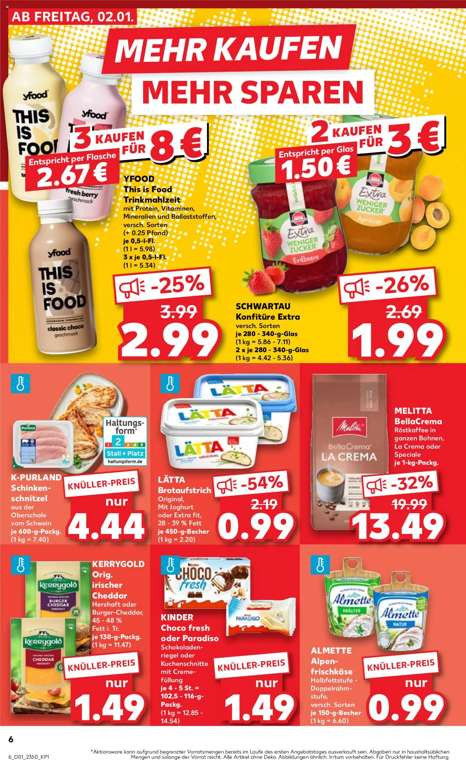 Kaufland prospekt Völklingen	 – gültig ab 02.01.2026 | Seite: 6 | Produkte: Melitta, Almette, Burger, Schnitzel