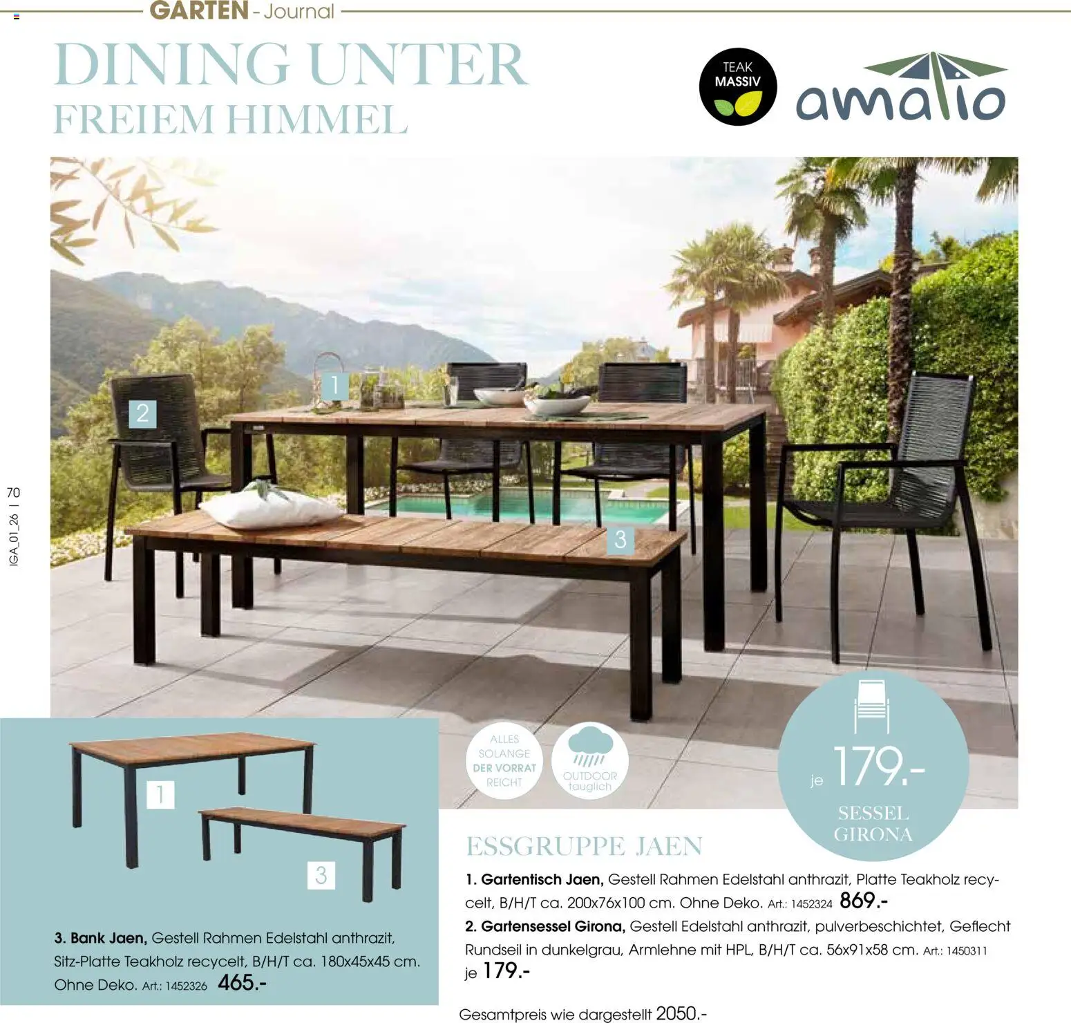 Zurbrüggen Sommer 2026 – gültig ab 19.03.2026 | Seite: 70 | Produkte: Essgruppe, Sessel