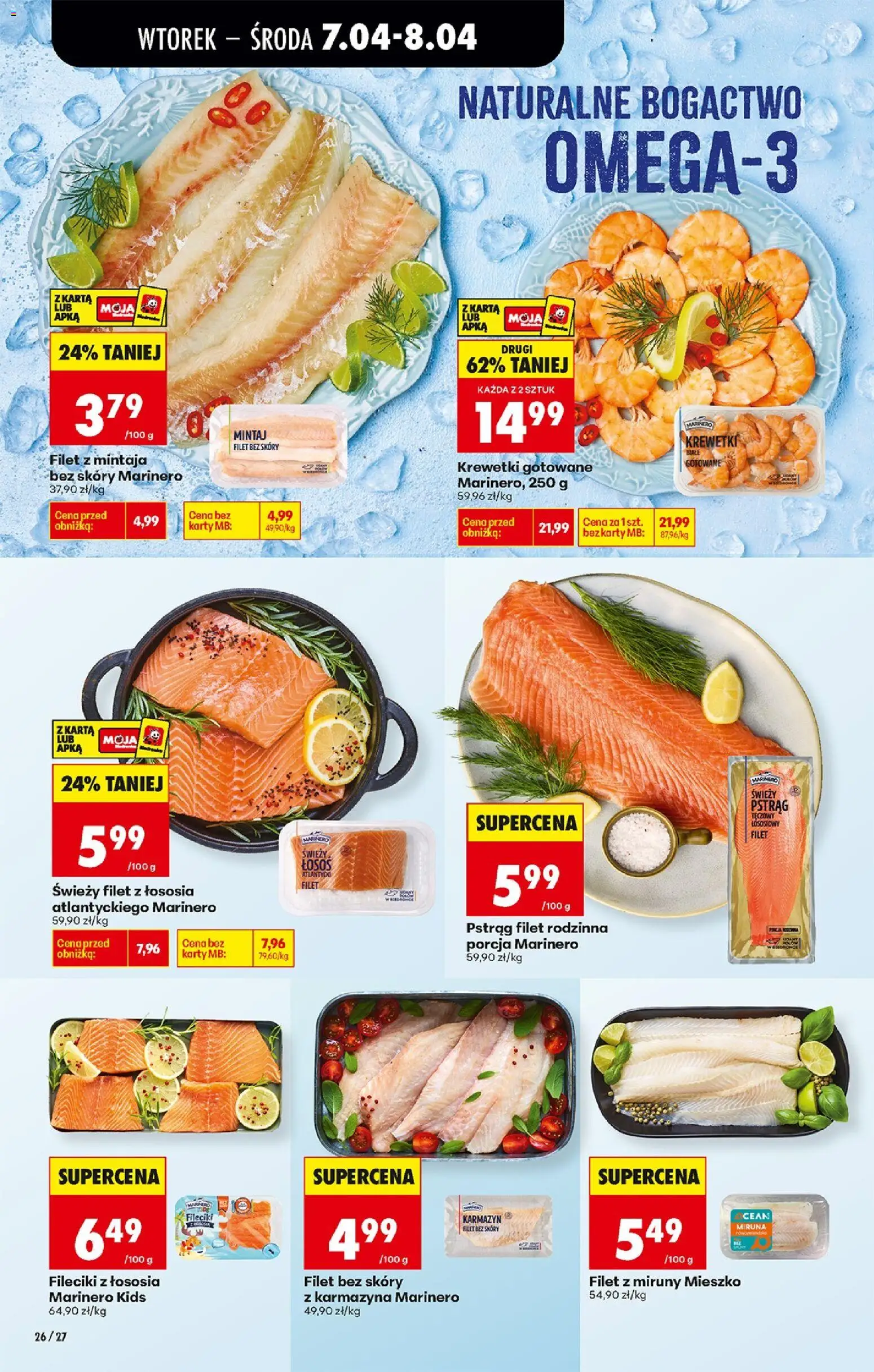 Biedronka gazetka od wtorku od 07.04.2026 | Strona: 32 | Produkty: Karta, Krewetki, Pstrąg, Filet z łososia