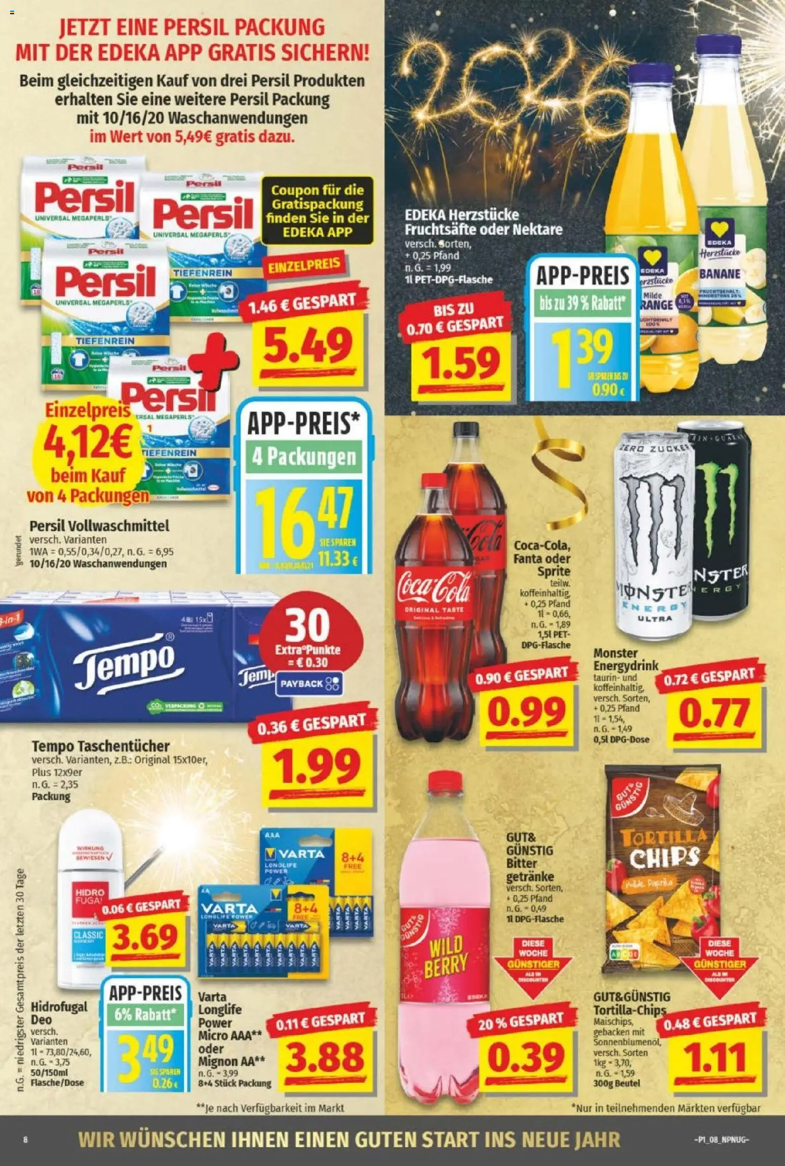 NP Discount Prospekt – gültig ab 28.12.2025 | Seite: 8 | Produkte: Fanta, Sprite, Energy, Chips