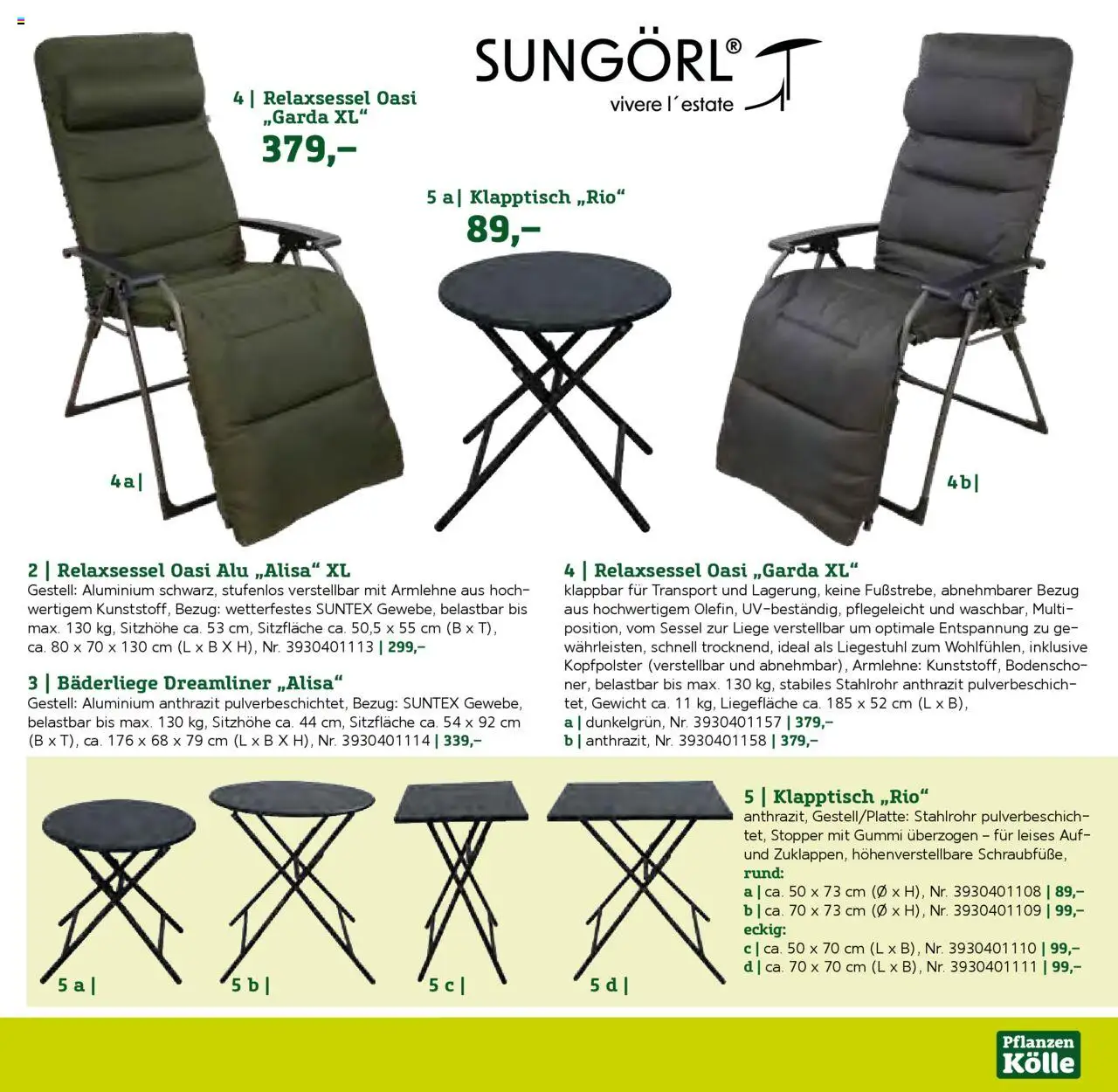 Pflanzen-Kölle Gartenmöbel Katalog 2025 – gültig ab 22.01.2025 | Seite: 55 | Produkte: Relaxsessel, Sessel, Liegestuhl, Liege