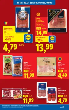 Ofertele Lidl valabile de la 26.01.2026 | Pagină: 53 | Produse: Bacon, Salam, Șuncă, Carne De Porc
