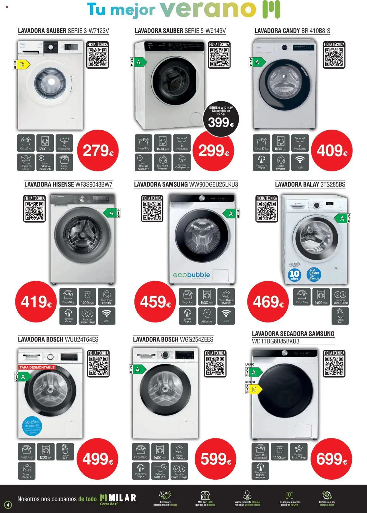 Milar folleto │ válido desde el 01.07.2025 | Página: 4 | Productos: Lavadora, Secadora
