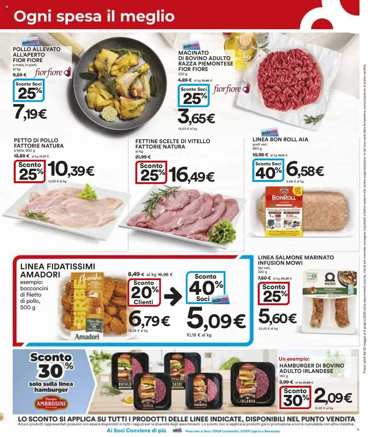 Volantino Ipercoop del 22.05.2025 | Pagina: 11 | Prodotti: Bovino, Petto di Pollo, Hamburger, Bufalo