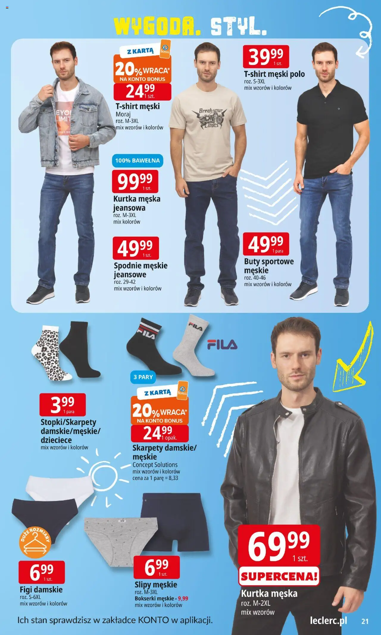 E.Leclerc Gazetka od 12.08.2025 | Strona: 21 | Produkty: Karta, Spodnie, Skarpety, Róż