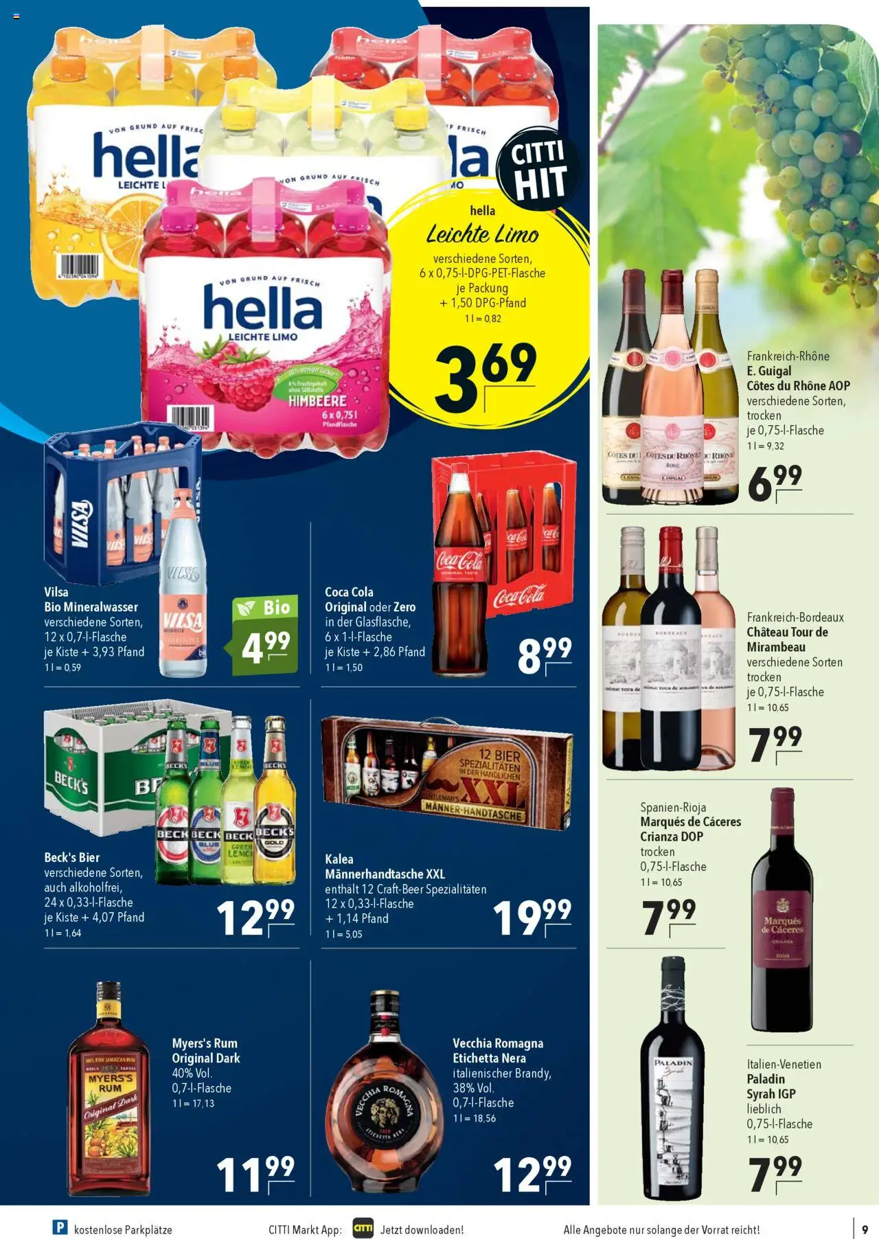 CITTI Markt Prospekt 	 – gültig ab 22.10.2025 | Seite: 9 | Produkte: Bier, Rum, Hella, Himbeere