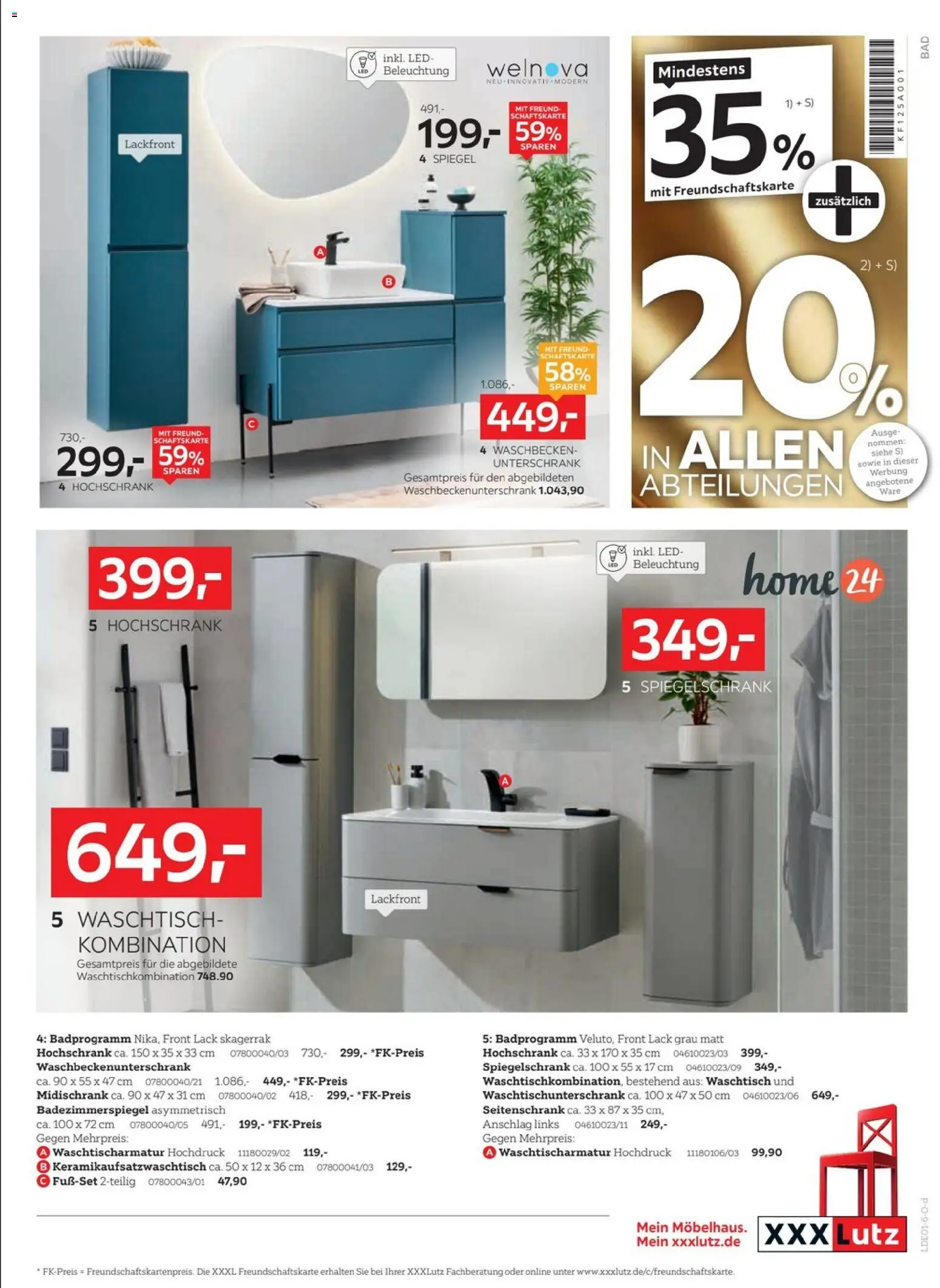 XXXL Lutz Nr. 1 beim Preis – gültig ab 18.01.2026 | Seite: 21 | Produkte: Waschbecken, Spiegel, Badezimmerspiegel, Hochschrank