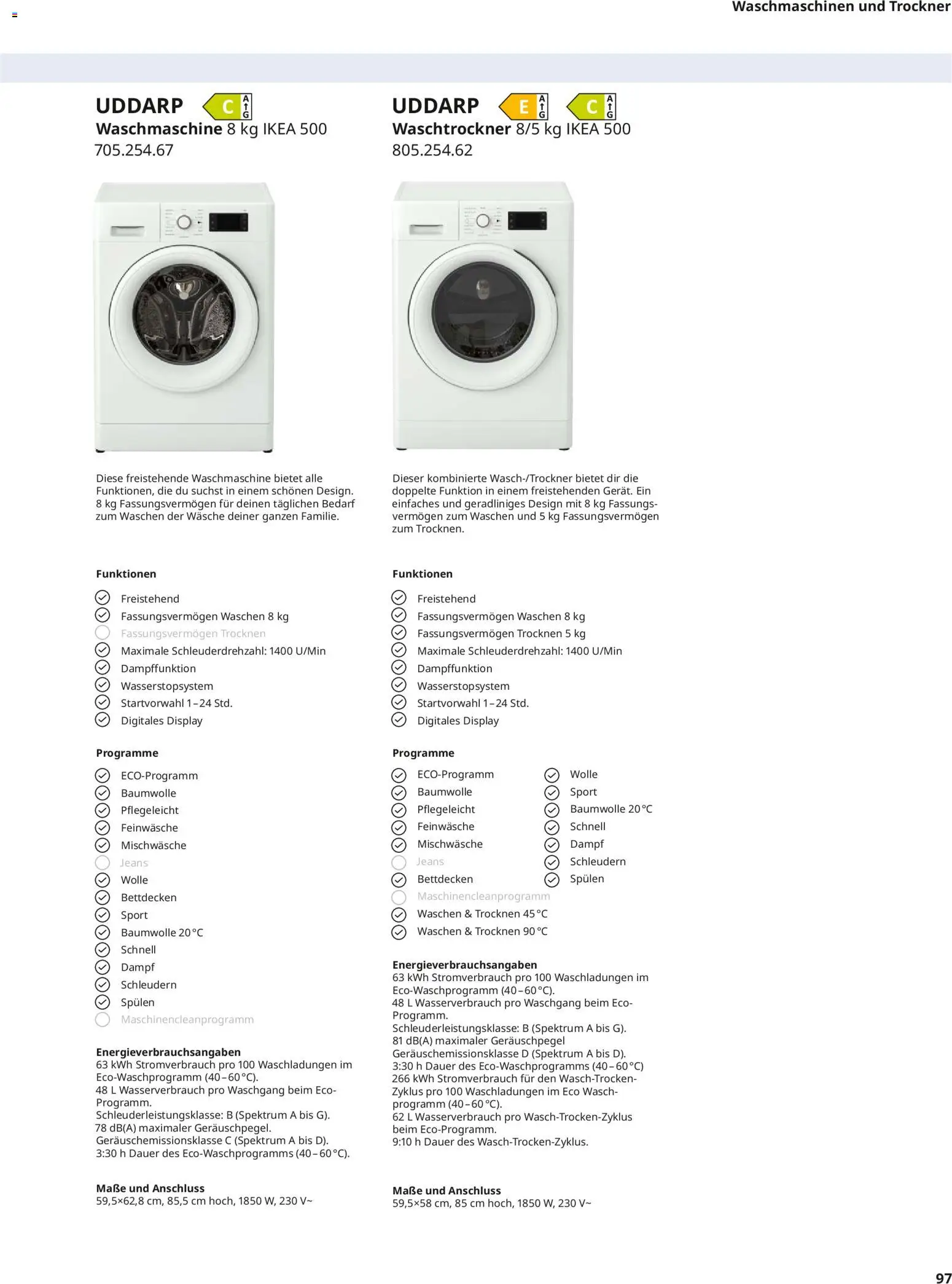 Ikea Elektrogeräte – gültig ab 10.04.2026 | Seite: 97 | Produkte: Trockner, Waschmaschine, Waschtrockner, Jeans