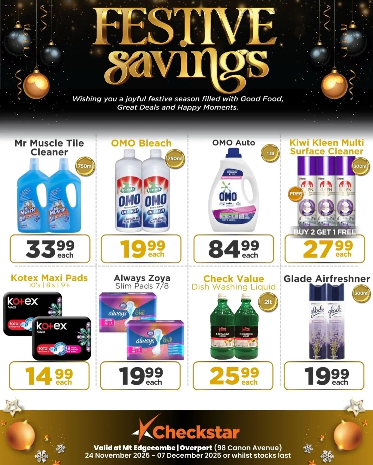 New Check Star catalogue – valid from 24.11.2025 | Page: 19 | Products: Pads, Surface cleaner, Bleach, Kiwi