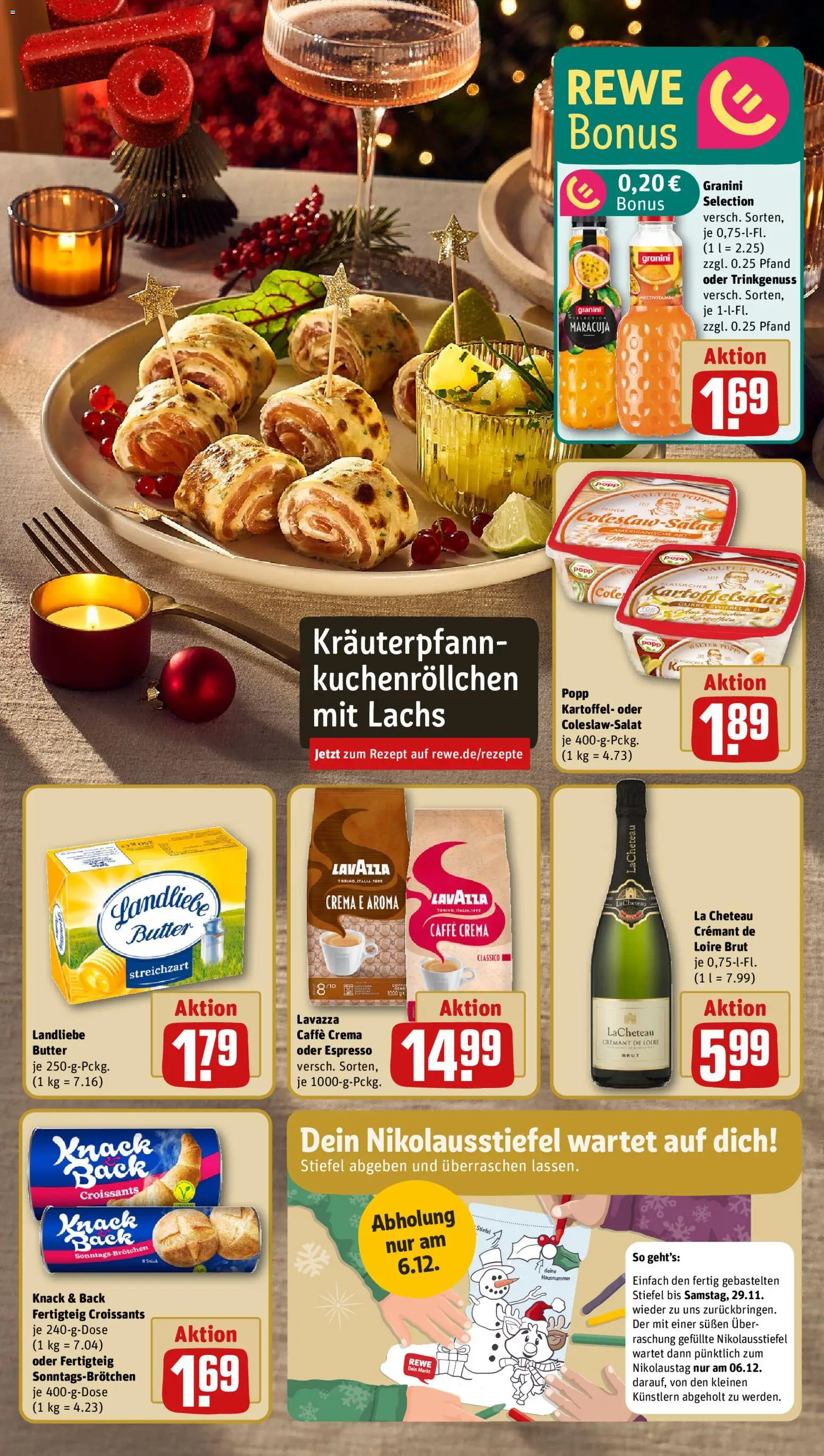 Rewe - Black Friday – gültig ab 24.11.2025 | Seite: 7 | Produkte: Lavazza, Butter, Lachs, Stiefel
