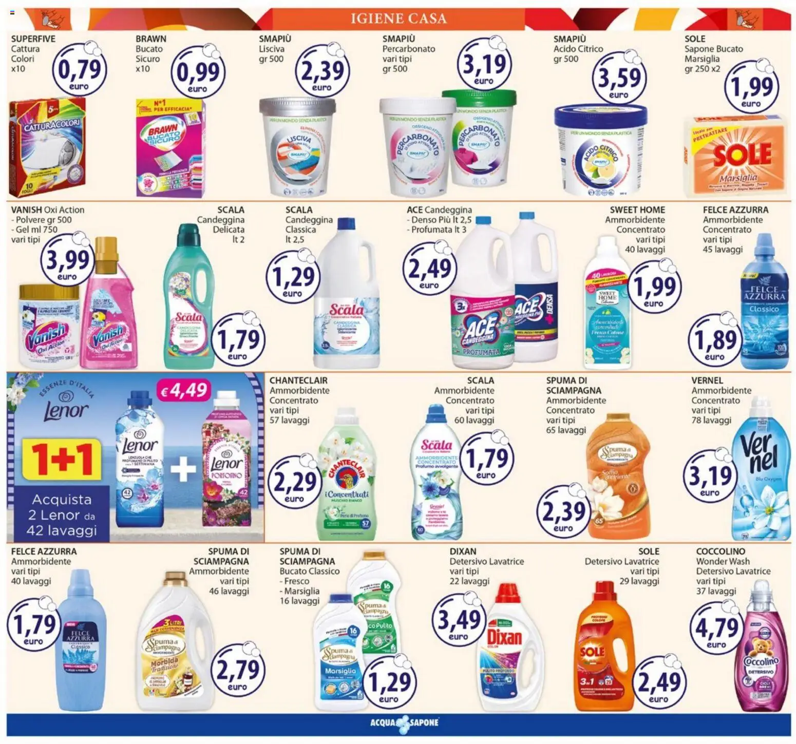 Volantino Acqua e Sapone del 26.01.2026 | Pagina: 19 | Prodotti: Sapone, Candeggina, Lavatrice, Profumo