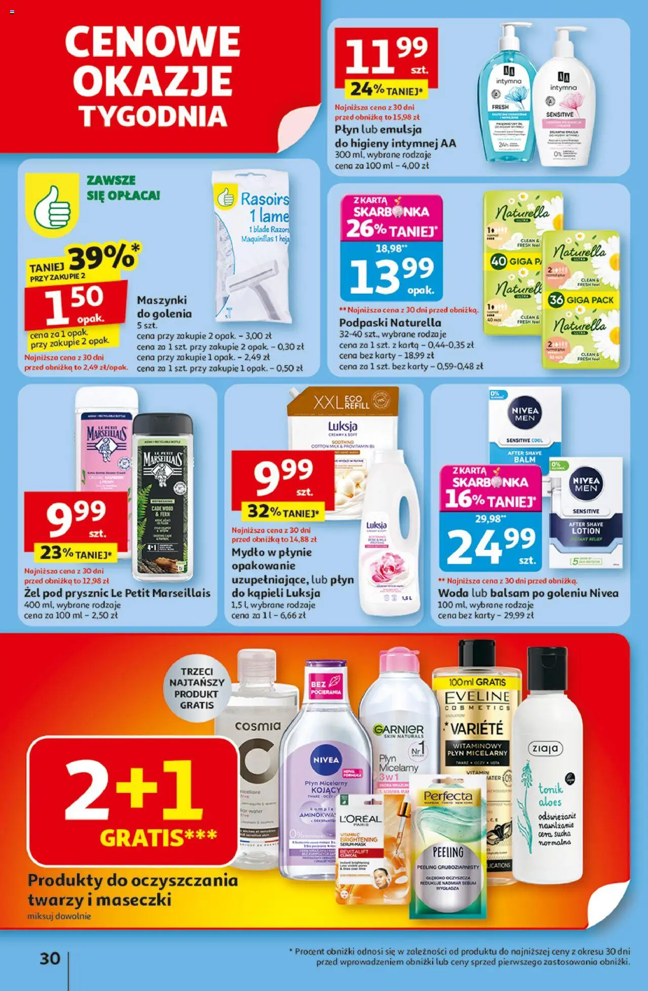 Auchan Gazetka - Odlotowe ceny na start szkoły Hipermarket od 28.08.2025 | Strona: 30 | Produkty: Karta, Mydło w płynie, Podpaski, Tonik