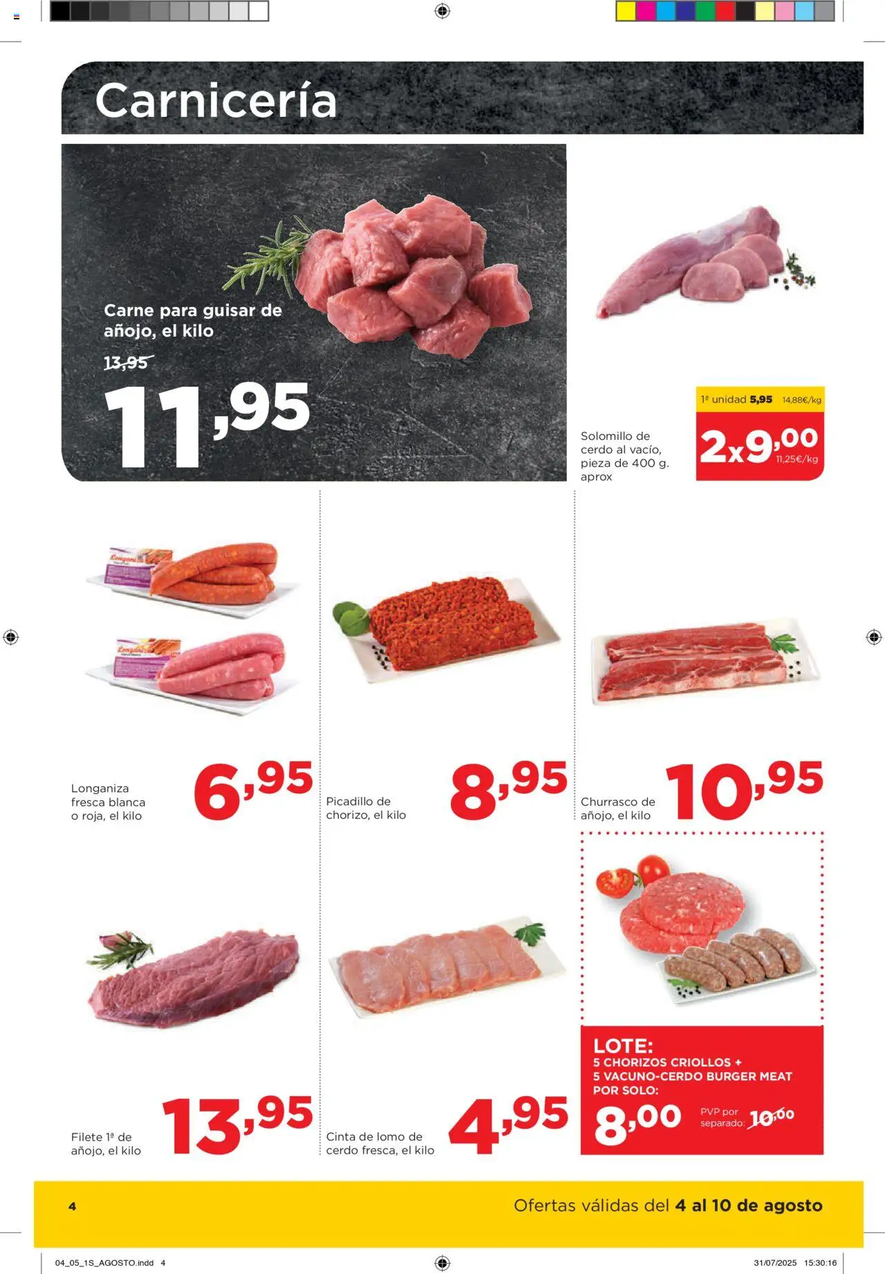 Alimerka folleto Castilla y León │ válido desde el 04.08.2025 | Página: 4 | Productos: Cerdo, Longaniza, Filete