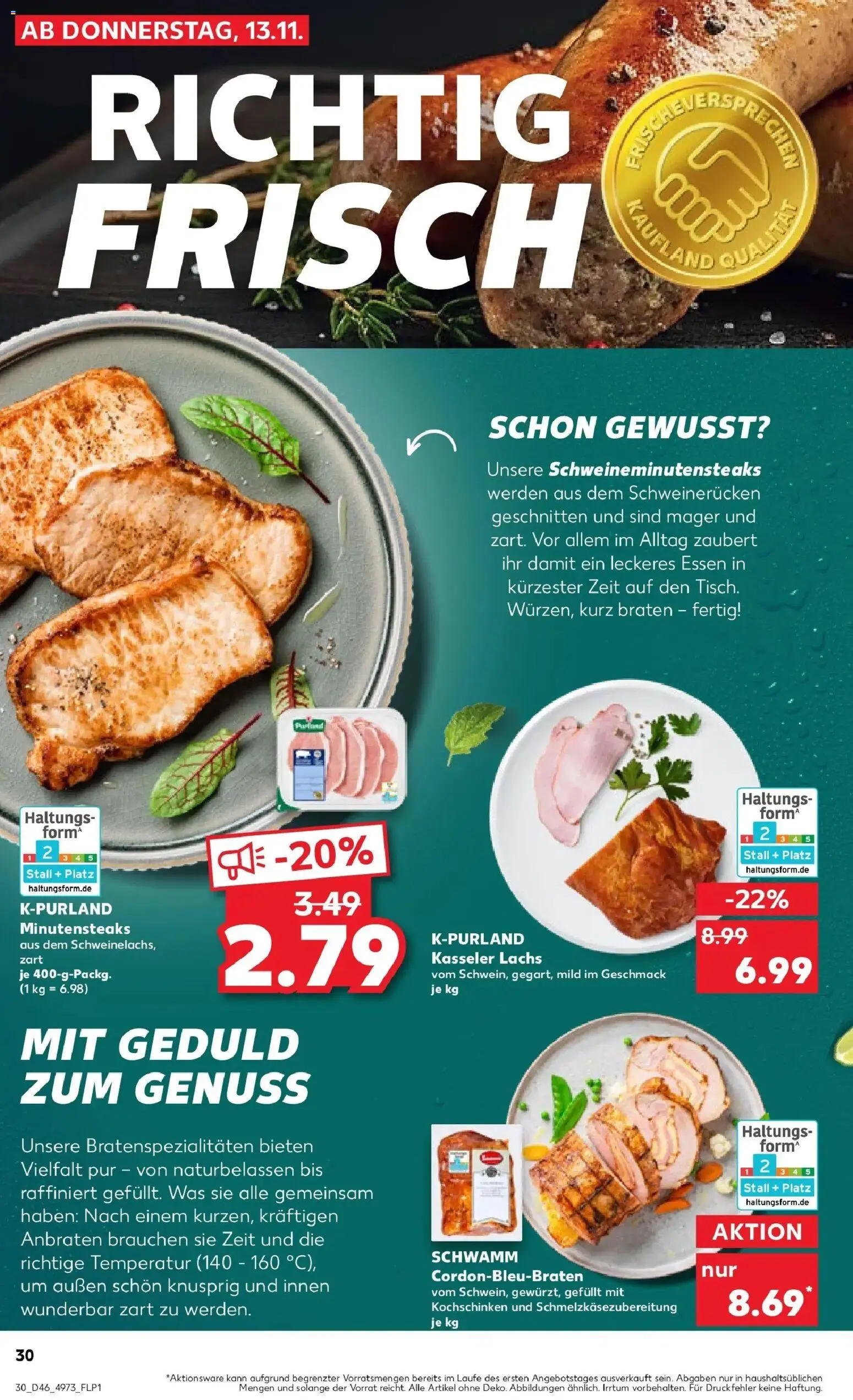 Kaufland prospekt Henstedt-Ulzburg	 – gültig ab 13.11.2025 | Seite: 30 | Produkte: Lachs, Schweinerucken, Steak