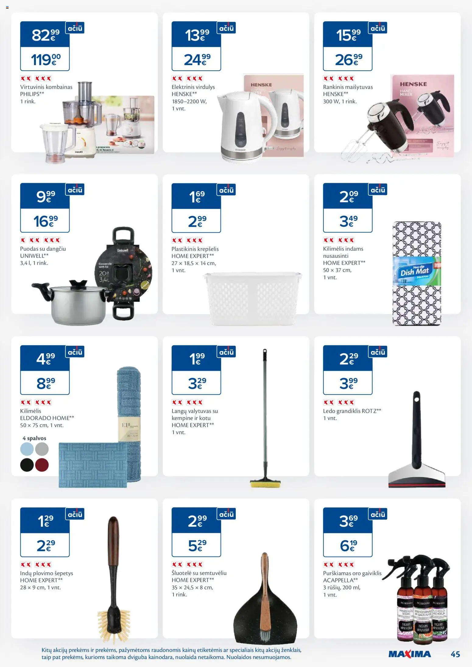 MAXIMA akcijos nuo 28.10.2025 | Puslapis: 45 | Prekių: Maišytuvas, Puodas, Kilimėlis, Krepšelis