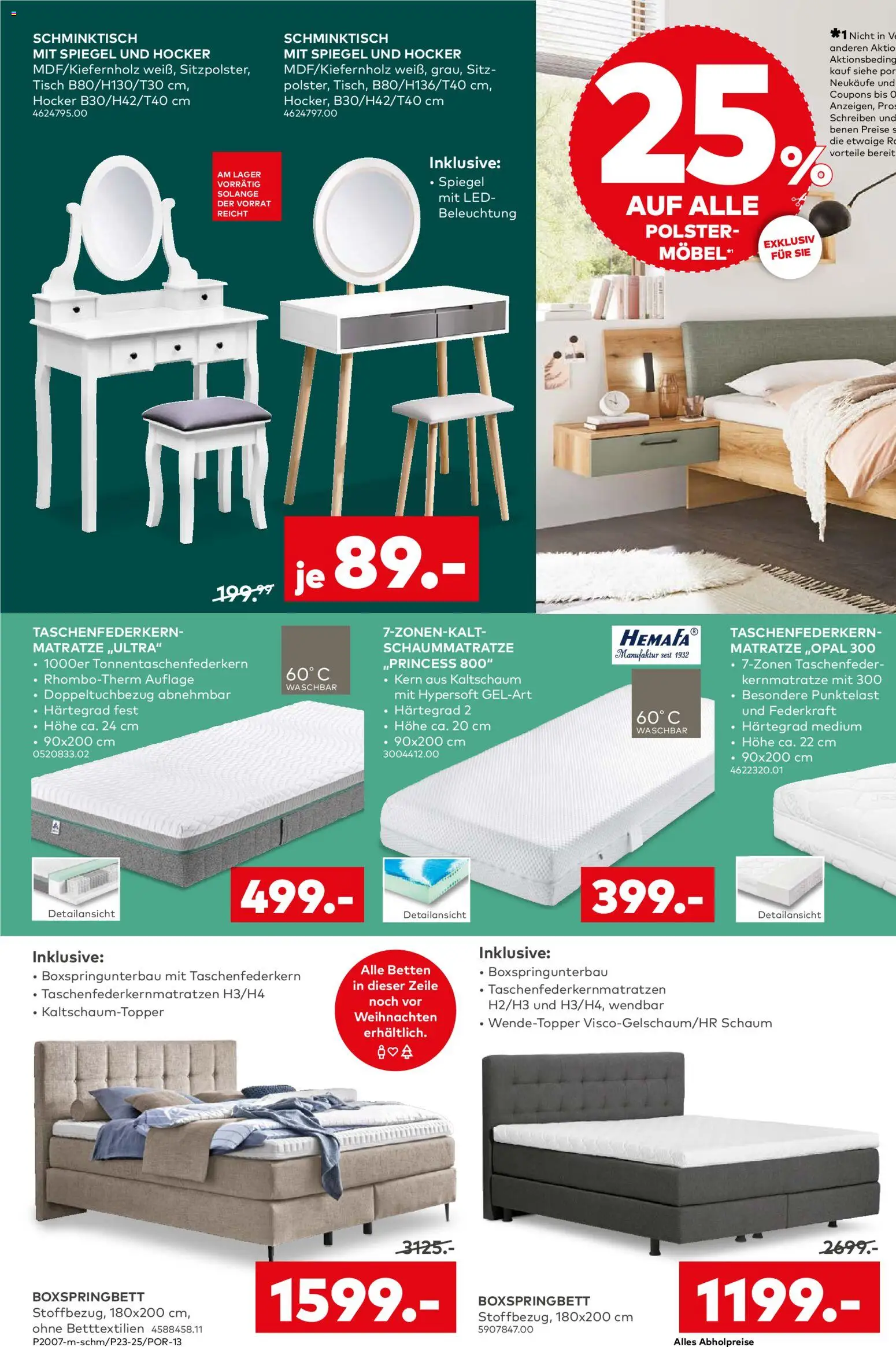 Porta! Prospekt Vorweihnachtszeit Aachen – gültig ab 01.12.2025 | Seite: 8 | Produkte: Hocker, Boxspringbett, Tisch, Spiegel