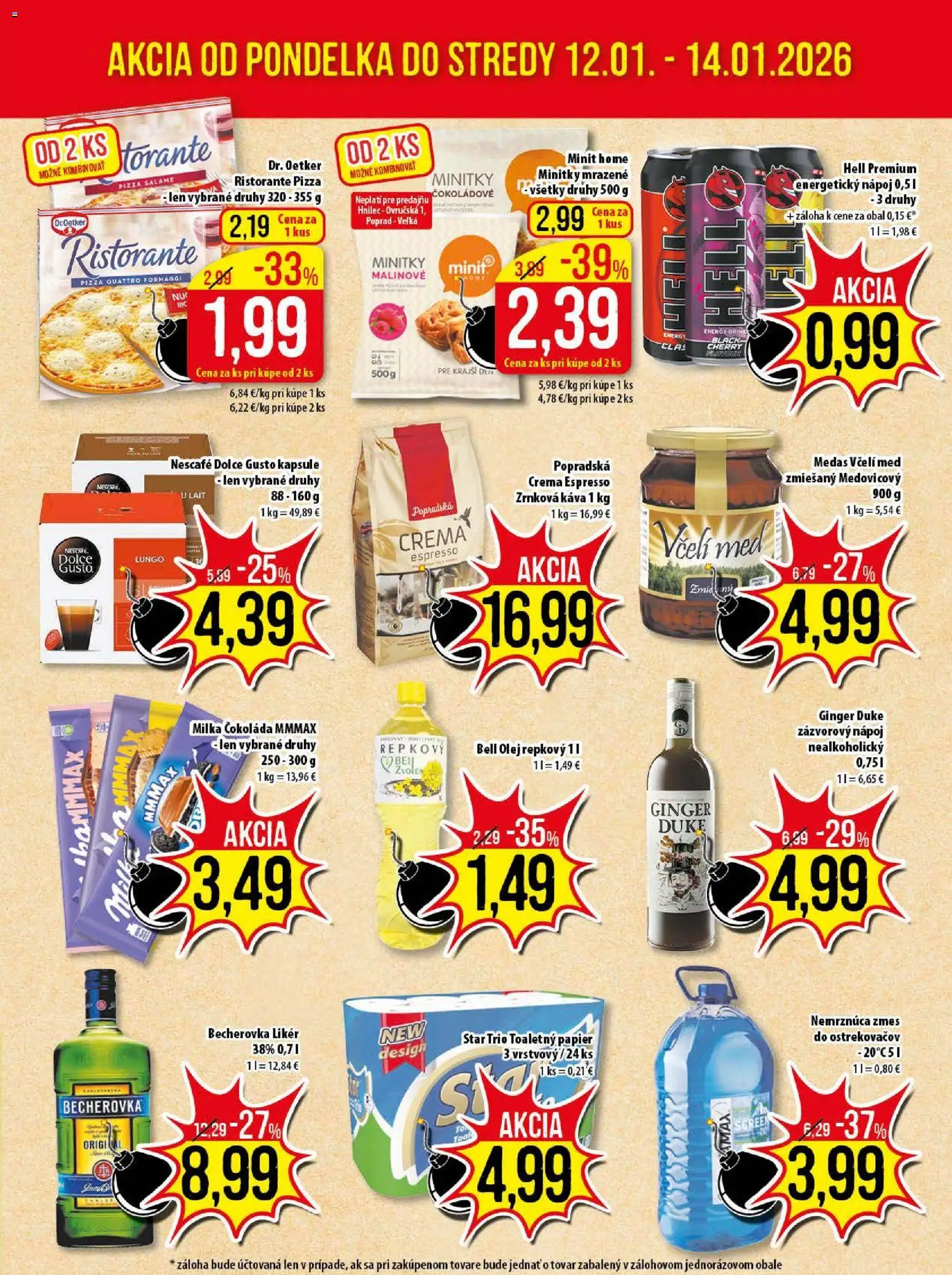 Nové Klas akcie – leták je platný od 12.01.2026 | Strana: 3 | Produkty: Dolce Gusto, Káva, Med, Energetický nápoj