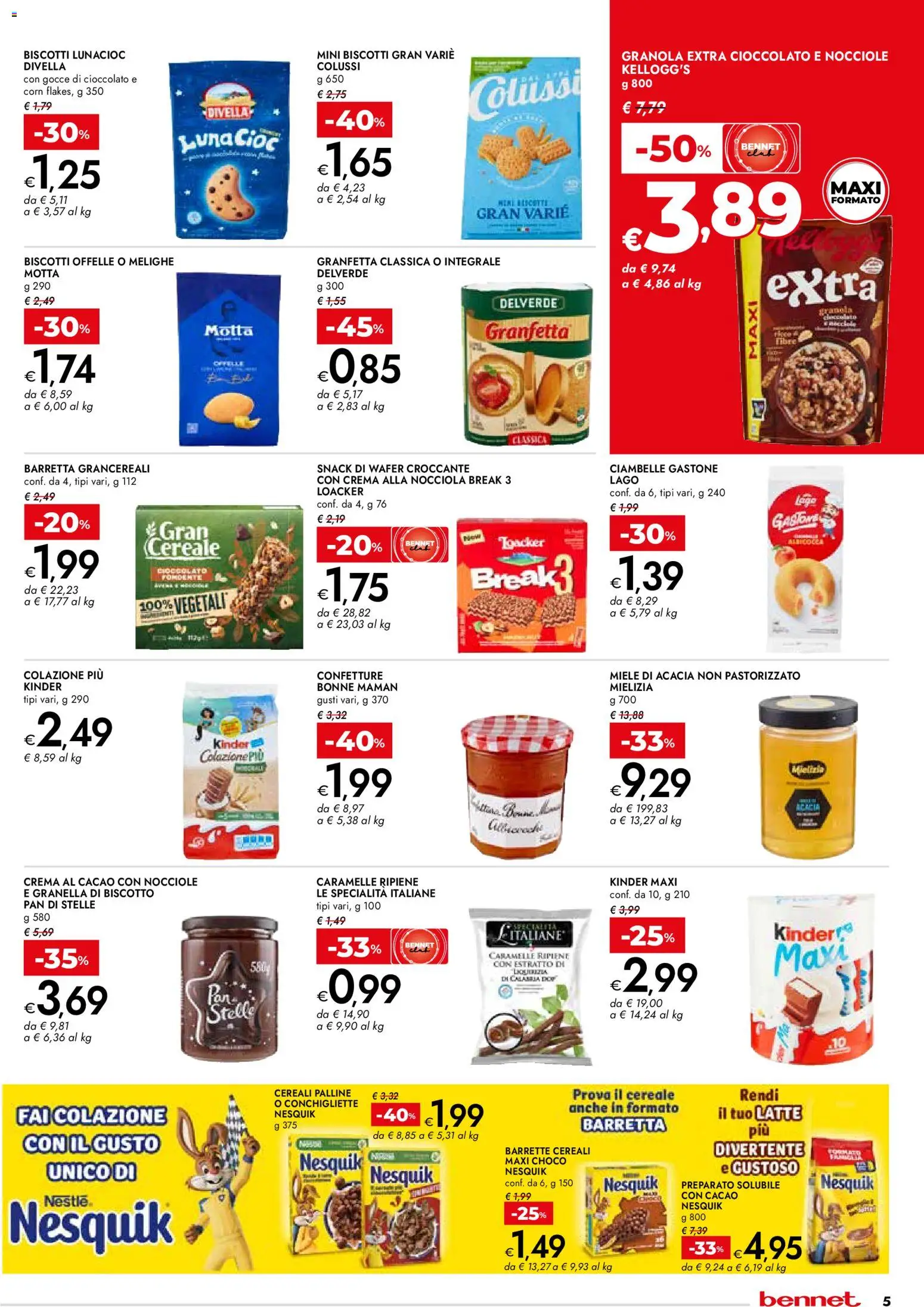 Volantino bennet del 12.03.2026 | Pagina: 5 | Prodotti: Ciambelle, Cioccolato, Biscotti, Latte