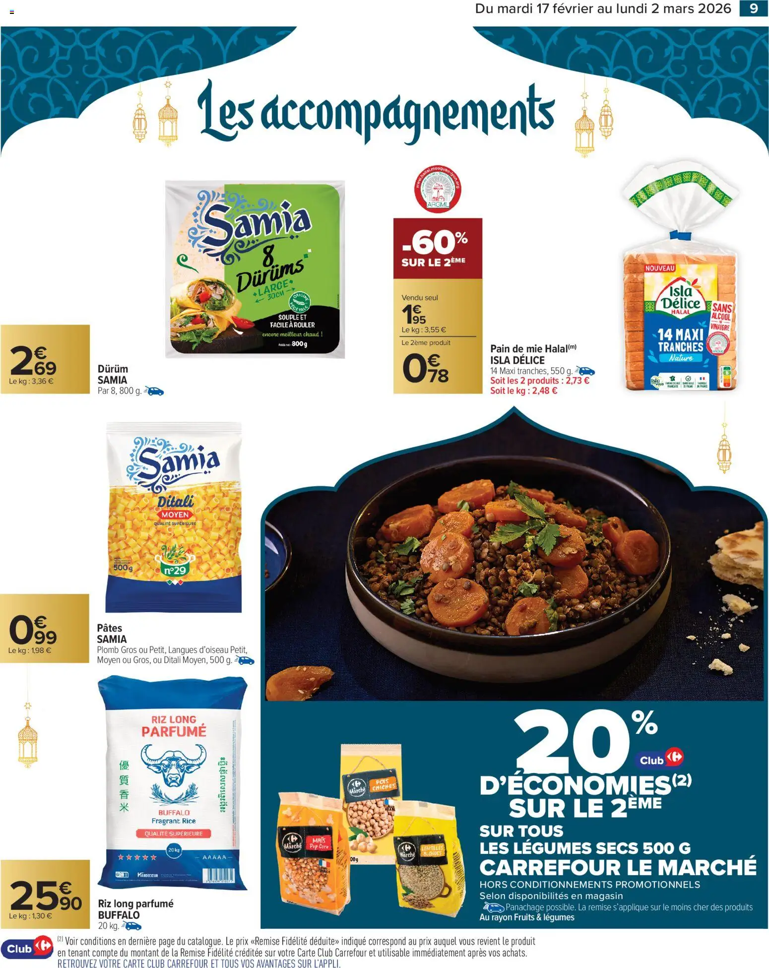 {H1} | Page: 9 | Produits: Pain de mie, Pois, Vinaigre, Pâtes