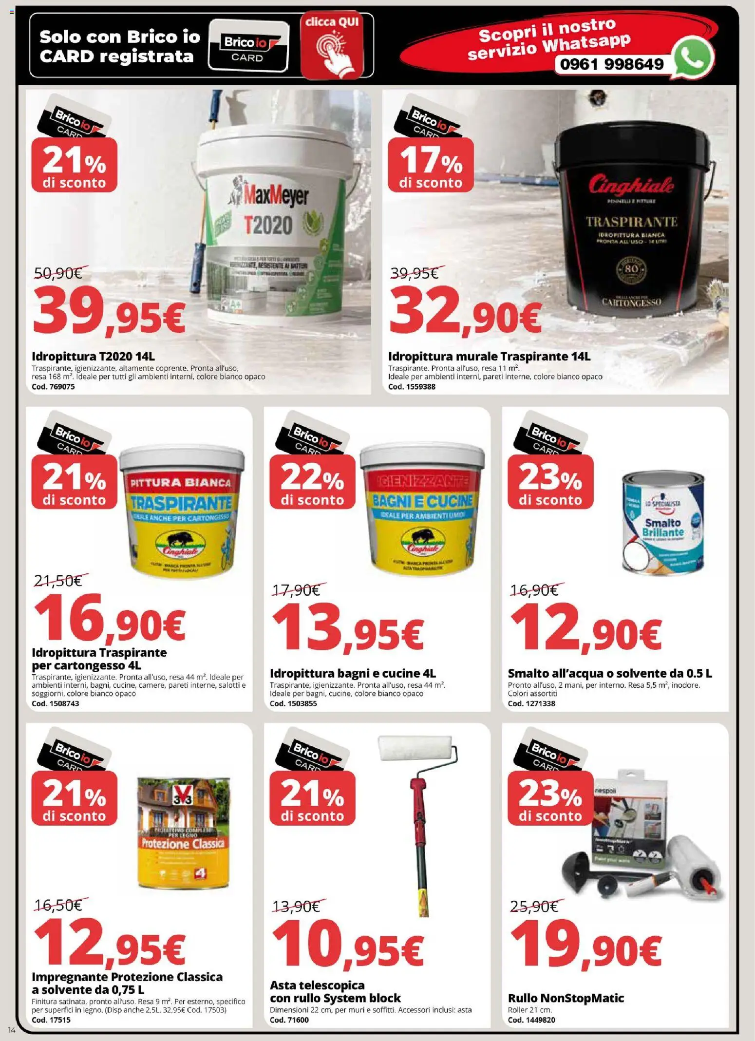 Volantino Brico io del 05.03.2026 | Pagina: 14 | Prodotti: Rullo, Cucine, Impregnante, Pittura