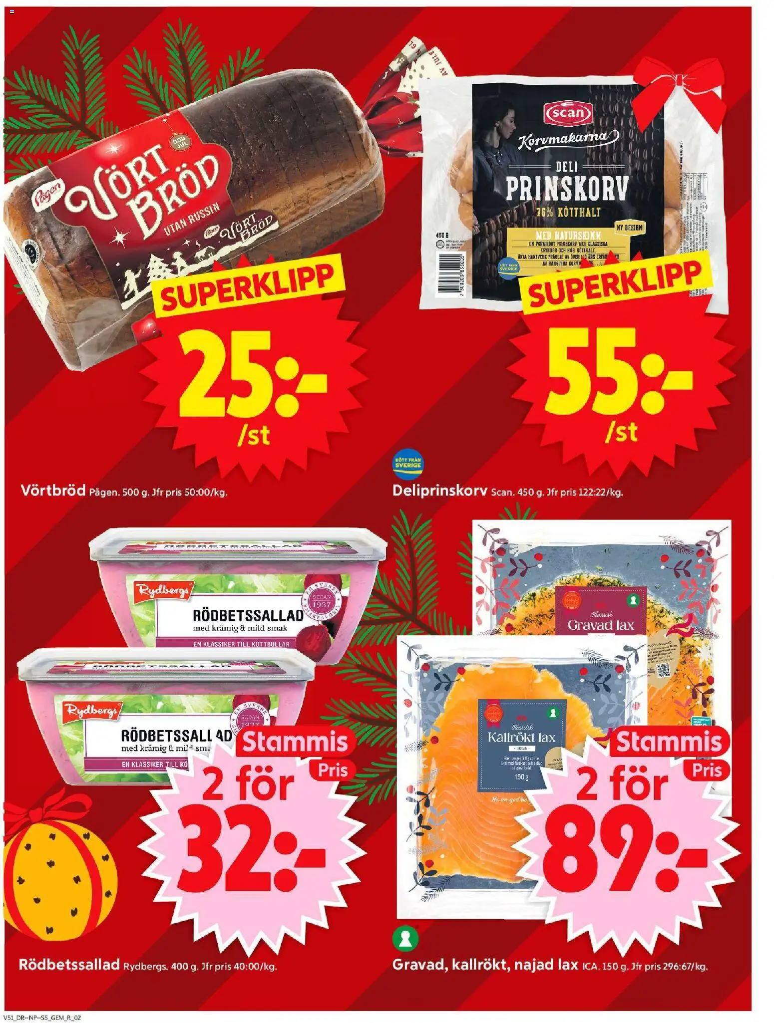 ICA Supermarket reklamblad aktuell från 15.12.2025 | Sida: 2 | Produkter: Gem, Rödbetssallad, Köttbullar, Bröd