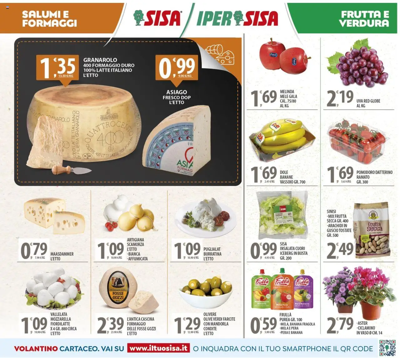 Volantino SISA del 12.09.2025 | Pagina: 3 | Prodotti: Mele, Insalata, Mozzarella, Formaggio