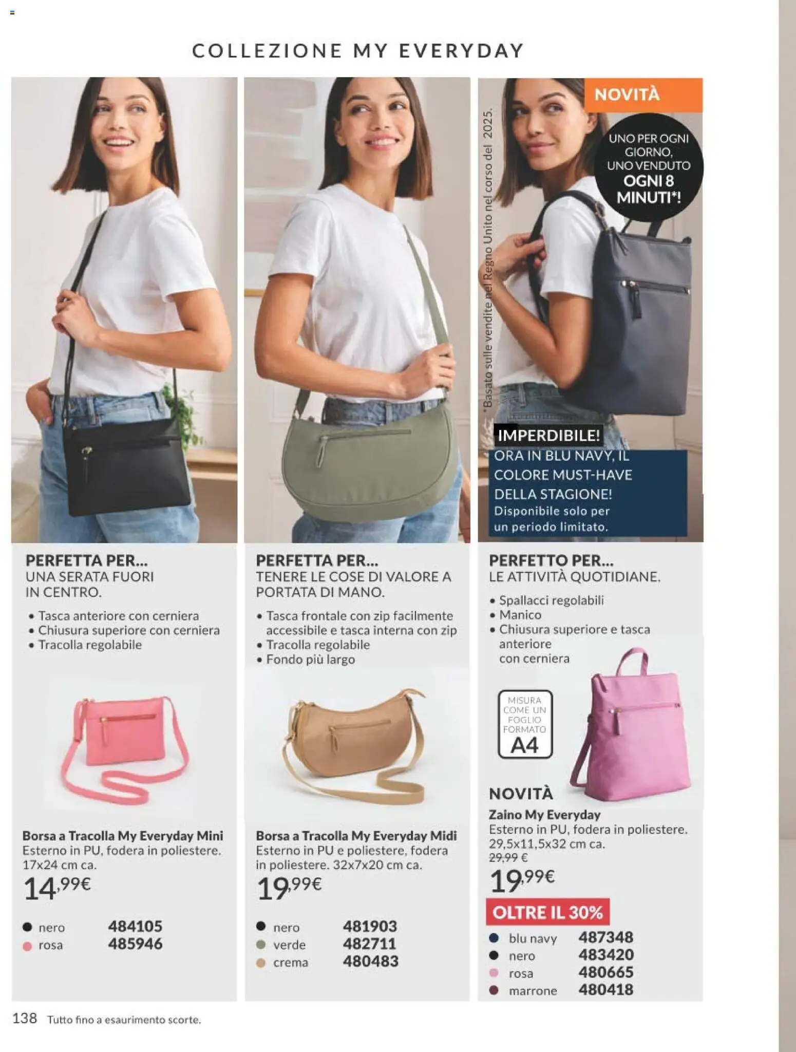 Volantino Avon del 01.04.2026 | Pagina: 138 | Prodotti: Crema, Zaino, Borsa