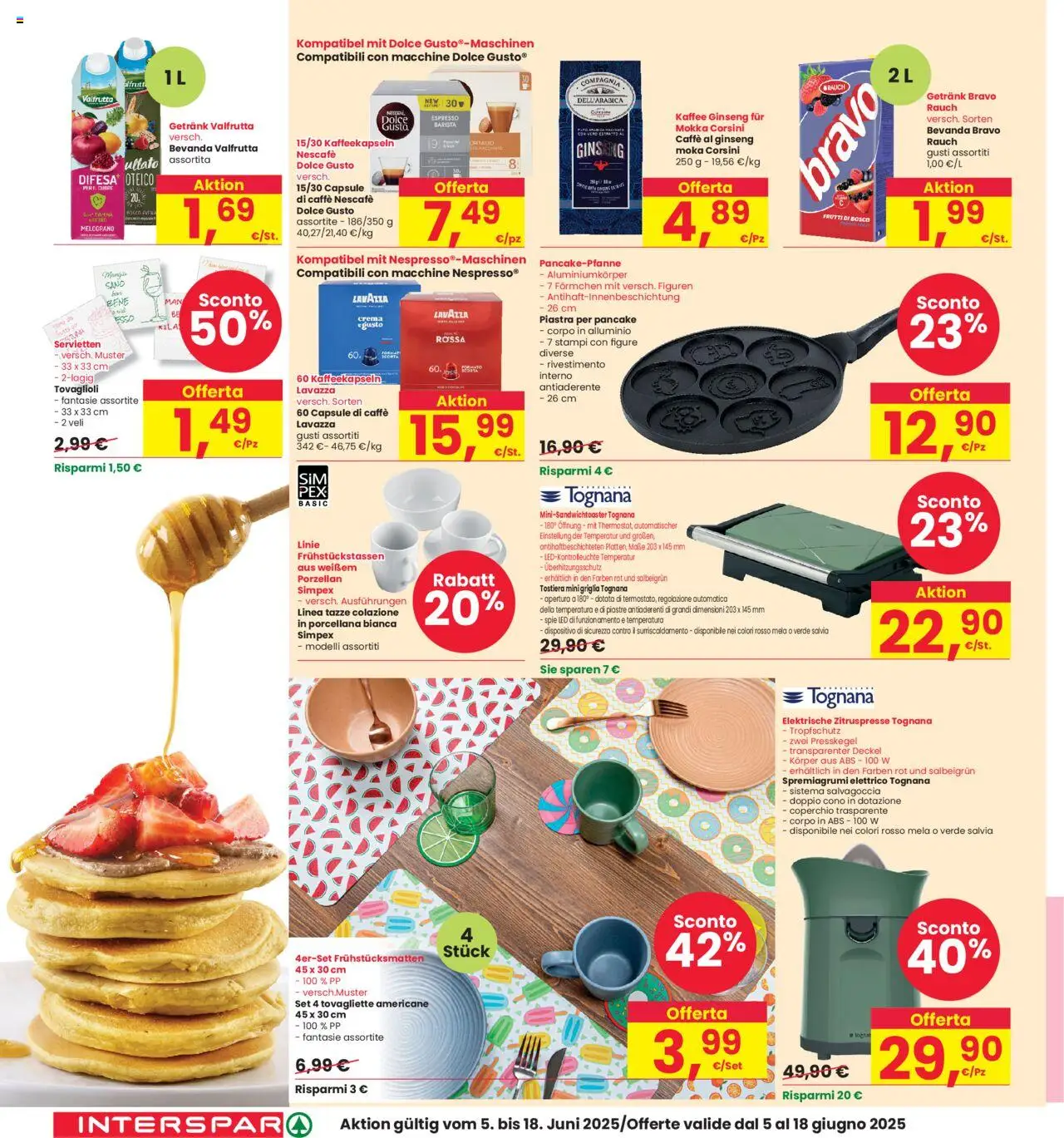Volantino Interspar del 05.06.2025 | Pagina: 22 | Prodotti: Crema, Alluminio, Lavazza, Tovagliette