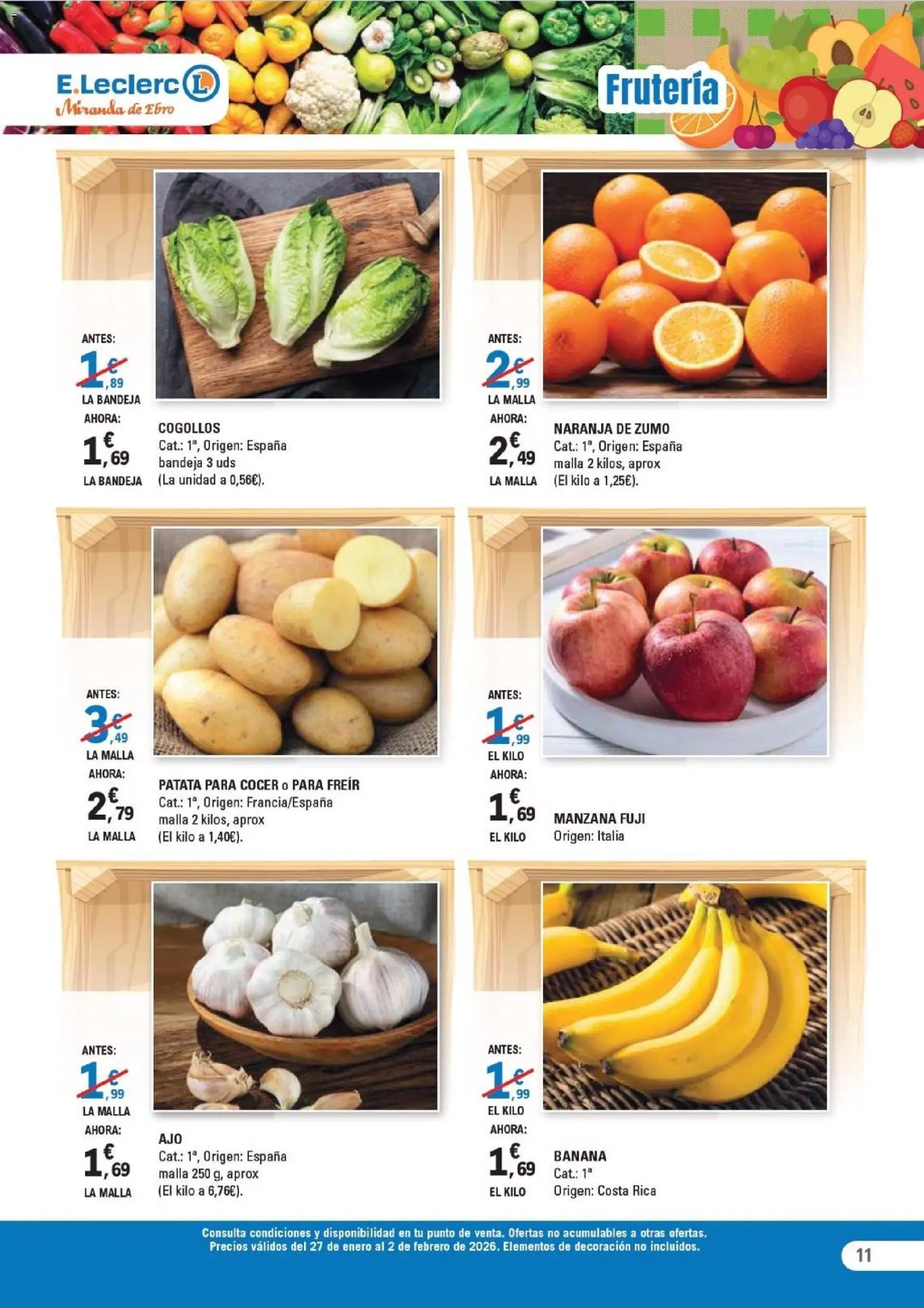 E.Leclerc folleto │ válido desde el 27.01.2026 | Página: 11 | Productos: Ροζ πιπέρι, Manzana, Bandeja