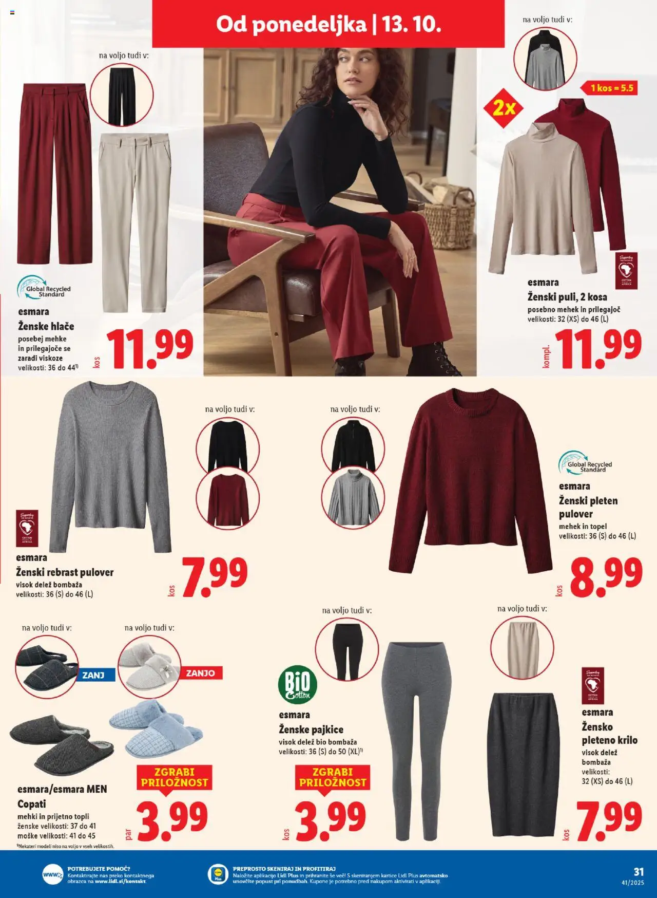 Novi Lidl katalog ponudbe – veljaven od 09.10.2025 | Stran: 57 | Izdelki: Kos, Pulover, Hlace, Copati