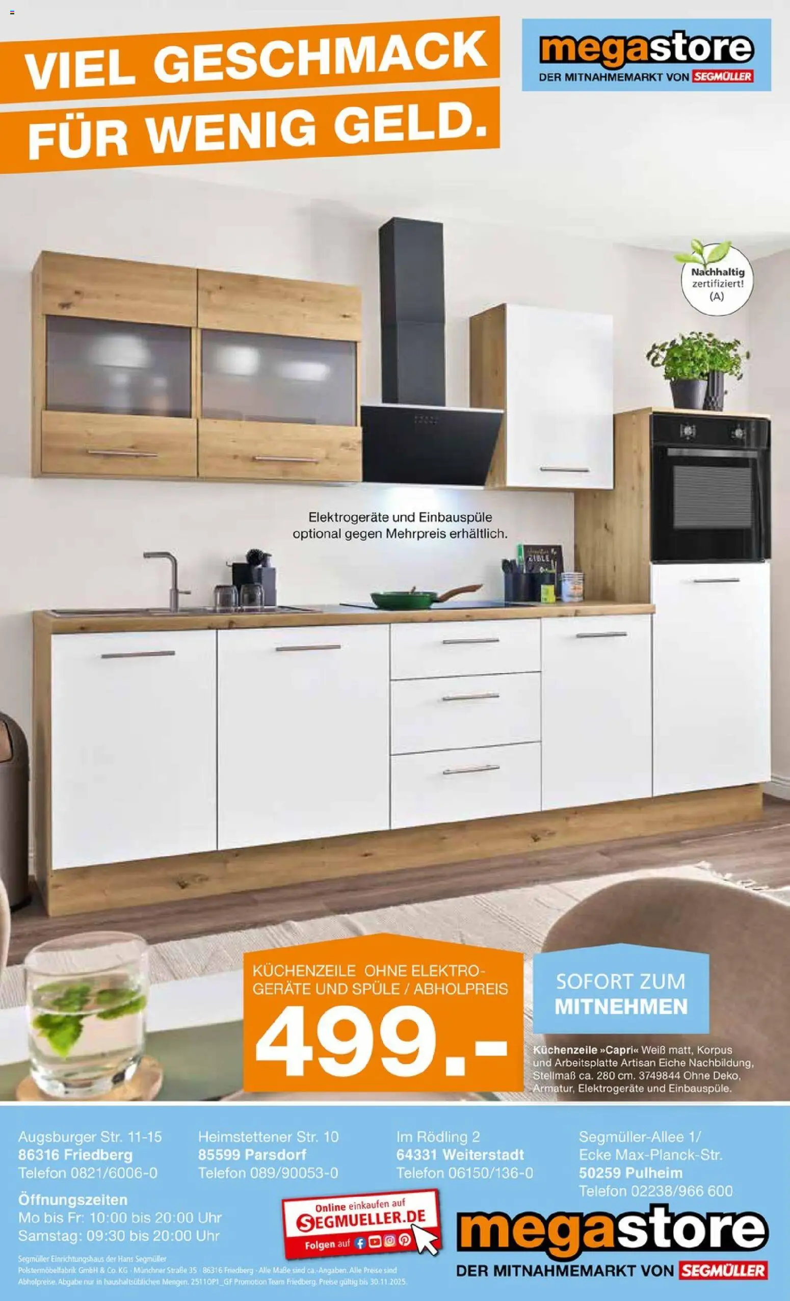 Segmüller Moderne Küchen Mega Günstig – gültig ab 03.11.2020 | Seite: 14 | Produkte: Küchenzeile, Telefon, Uhr