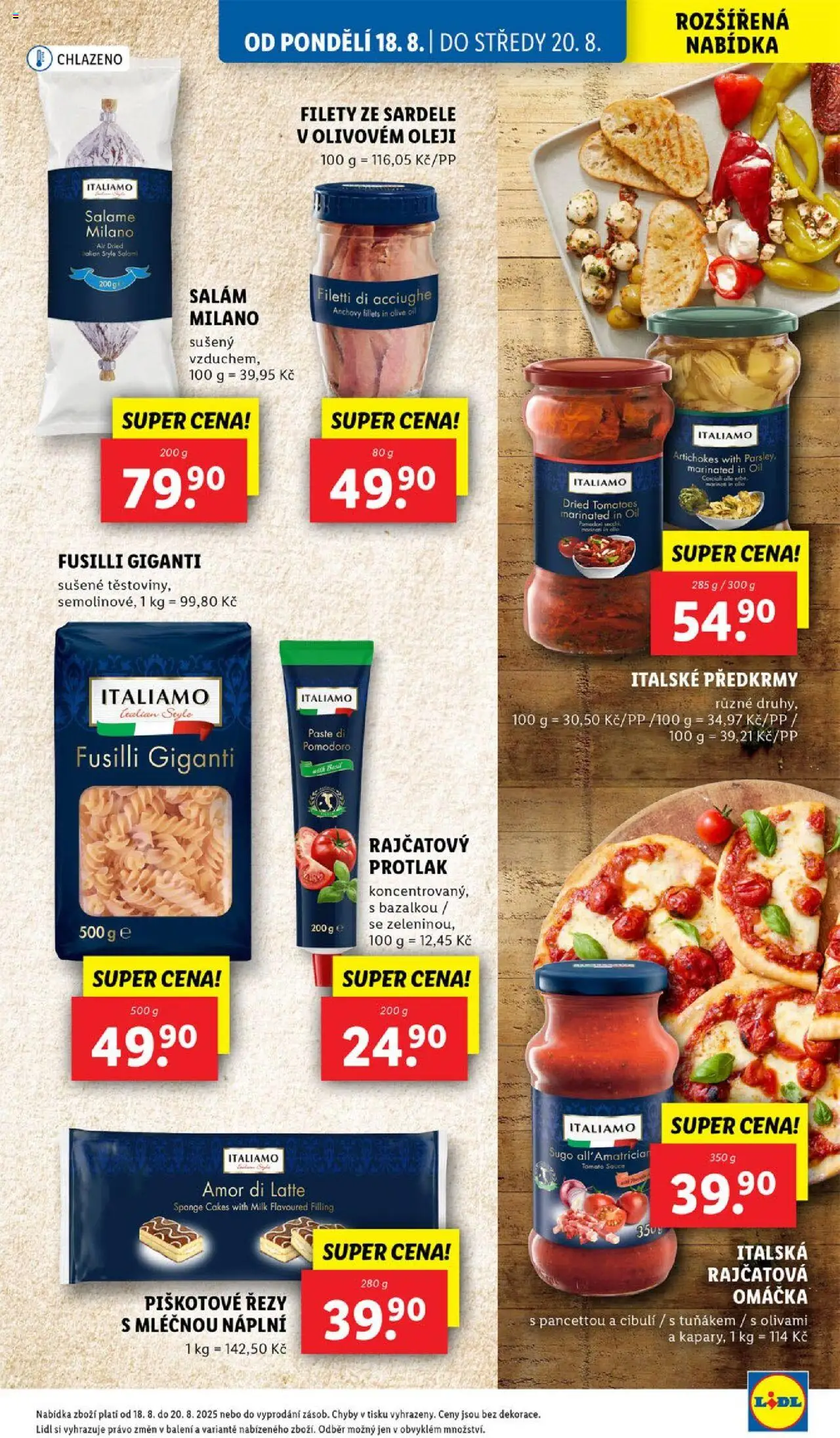 Lidl leták od 18.08.2025 | Strana: 25 | Produkty: Rajčatový protlak, Salám, Rajčatová omáčka