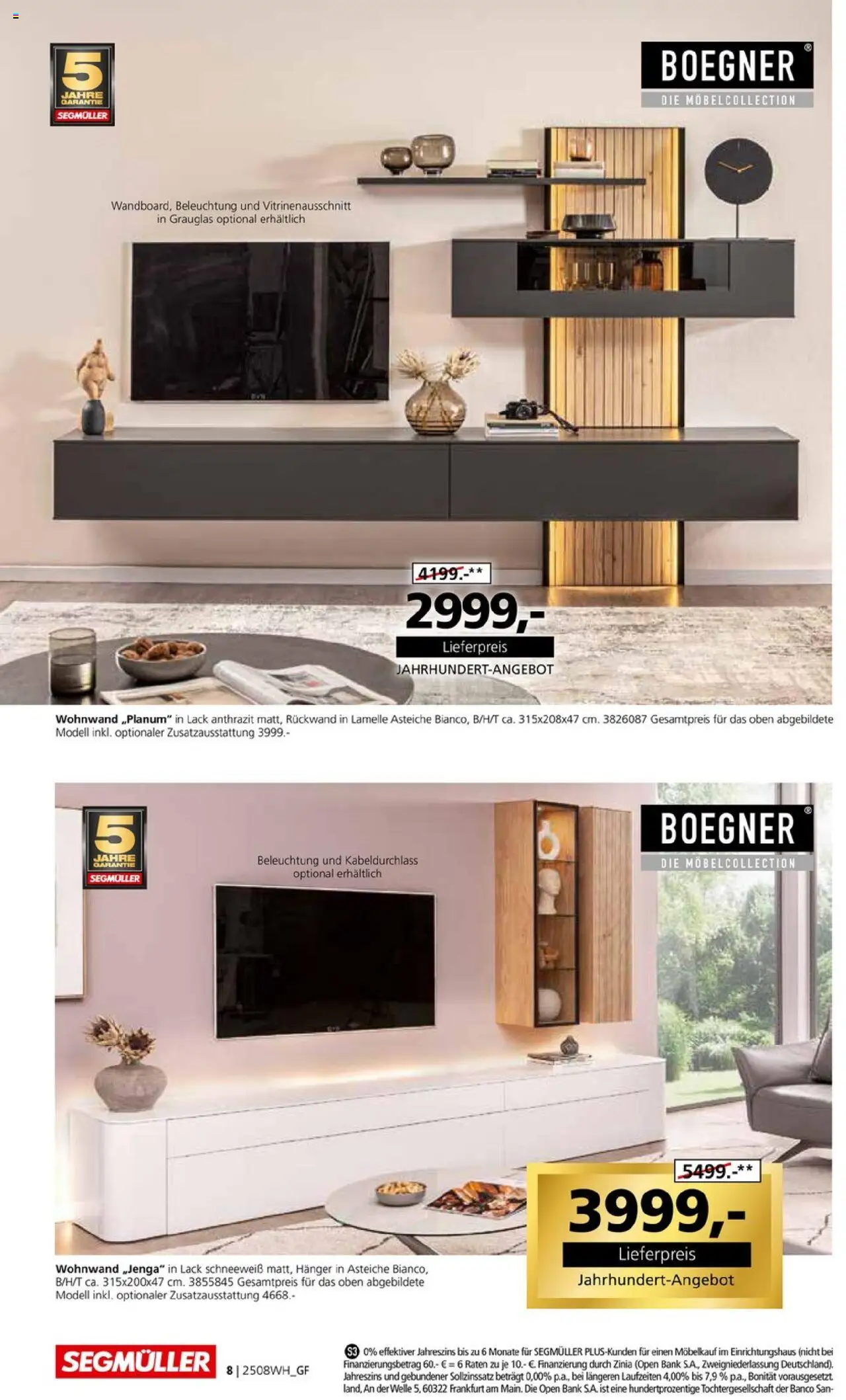Segmüller Wohndesign - gültig ab dem 02.08.2025 | Seite: 8 | Produkte: Wohnwand