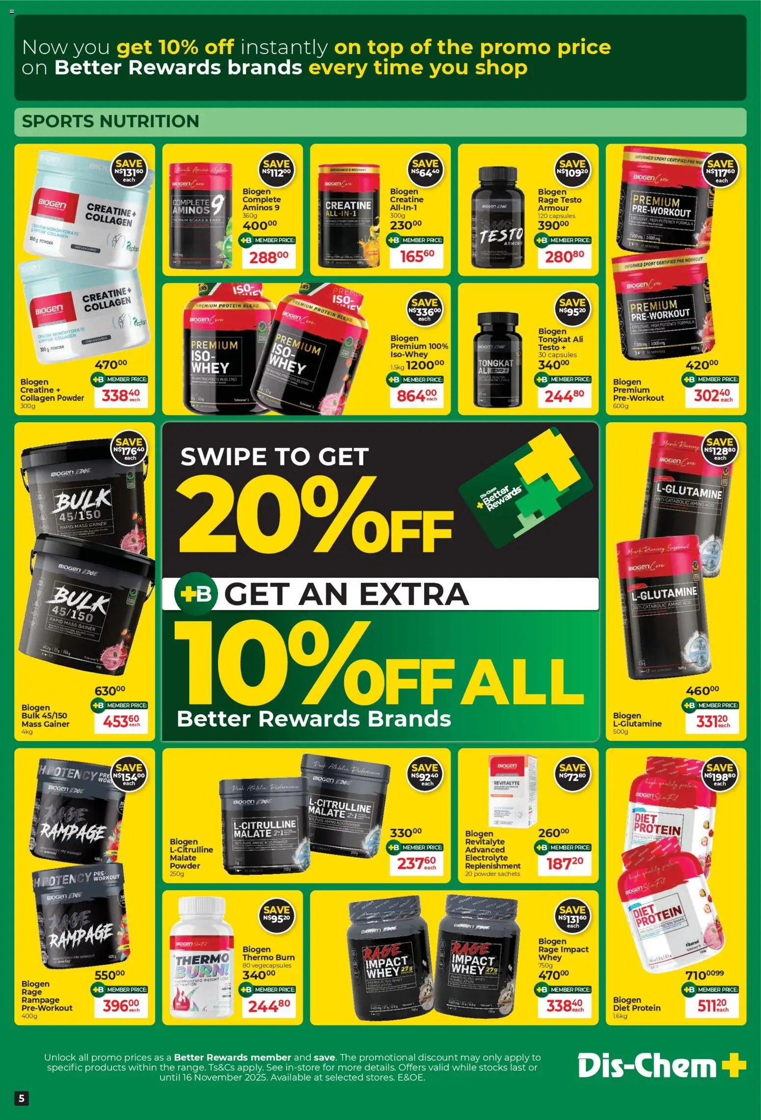 New Dis-Chem catalogue – valid from 21.10.2025 | Page: 5 | Products: Detergente líquido, Powder