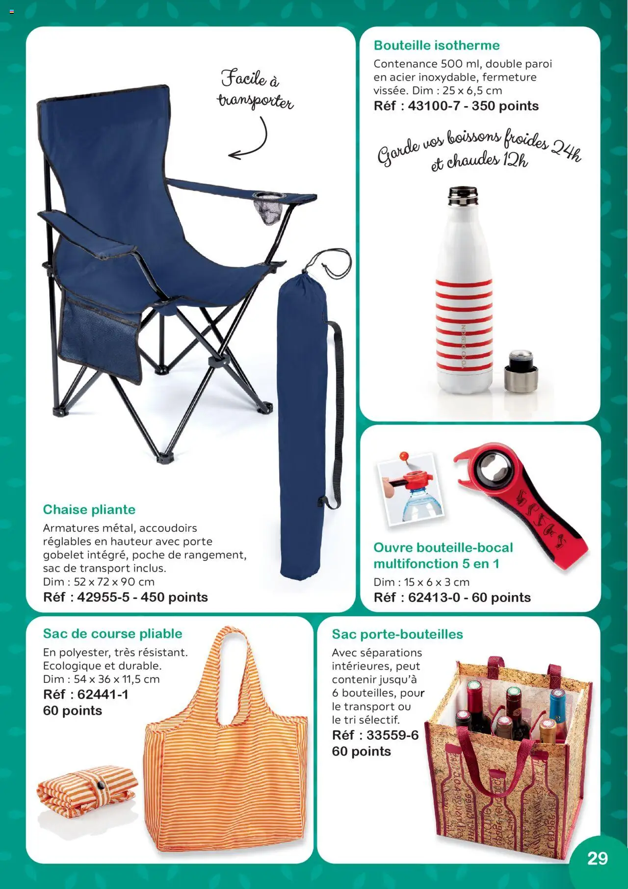  | Page: 29 | Produits: Sac, Chaise pliante, Sac de transport, Porte