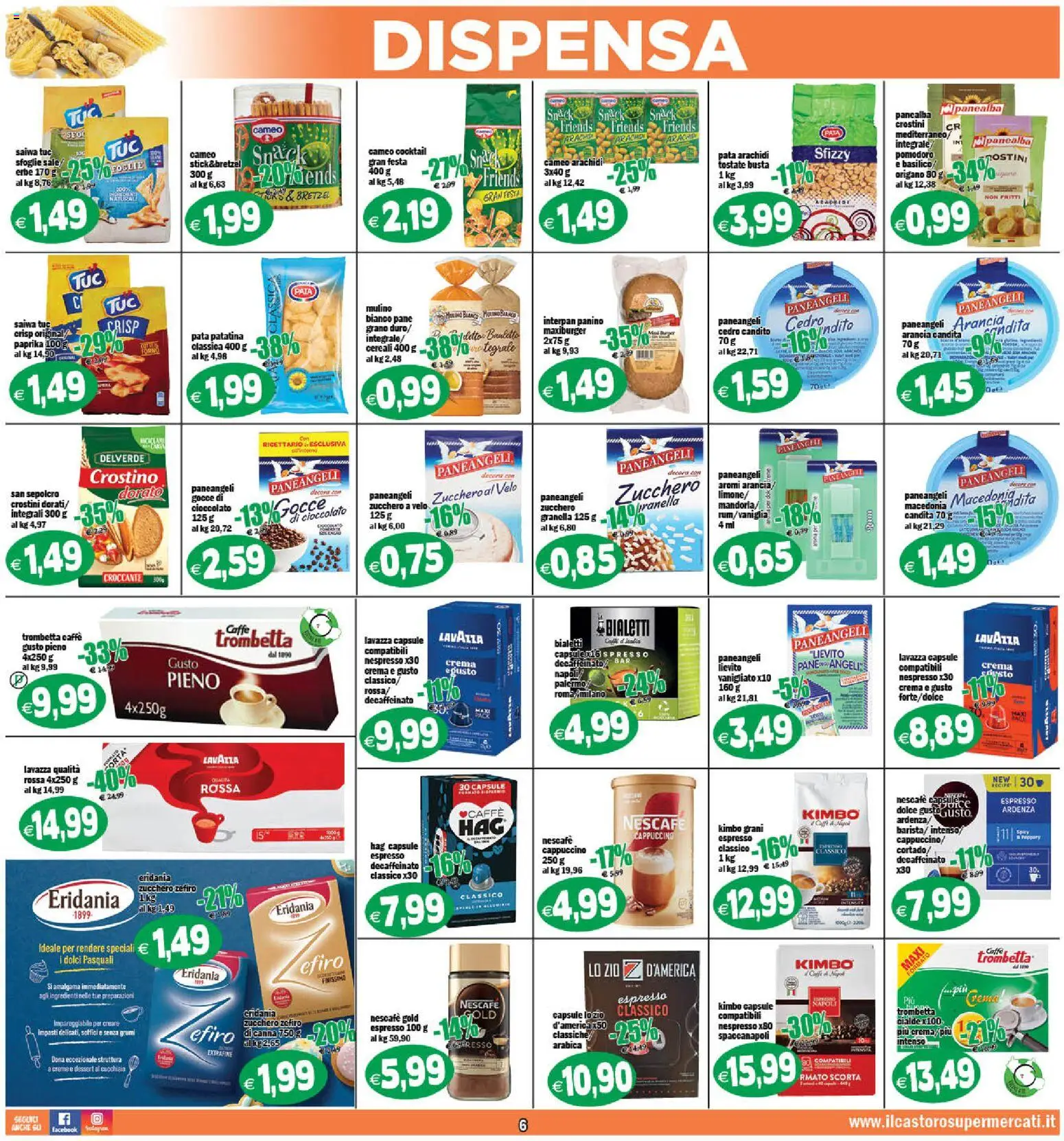 Volantino Il Castoro del 27.03.2026 | Pagina: 6 | Prodotti: Crema, Pane, Arancia, Lavazza