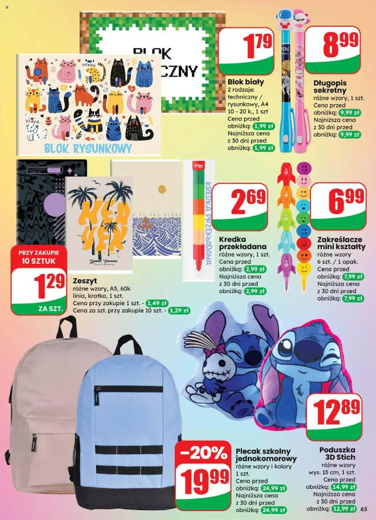 Dino Gazetka od 18.06.2025 | Strona: 65 | Produkty: Plecak, Notebook, Zeszyt, Poduszka