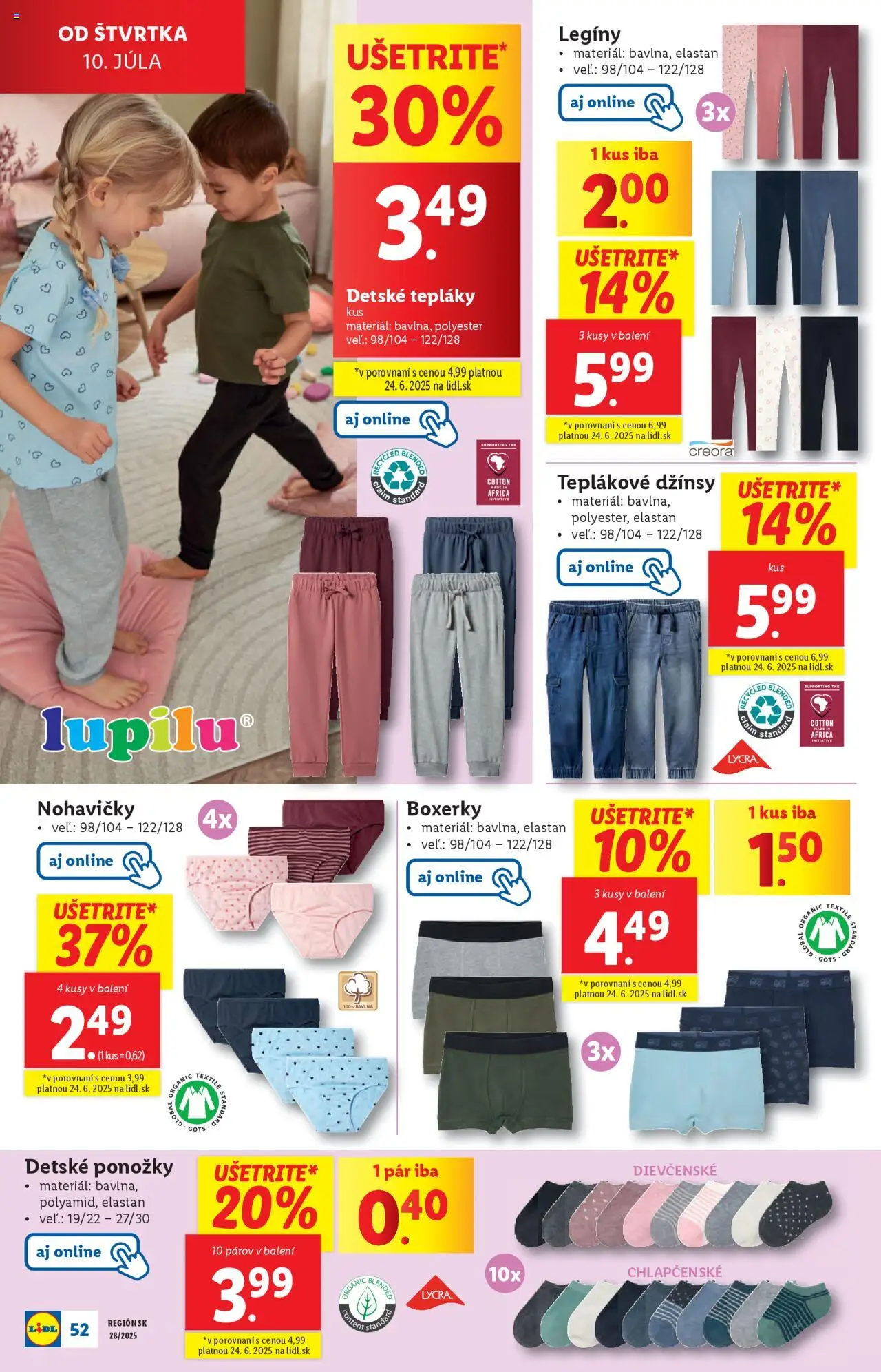 Lidl leták │ platný od 07.07.2025 | Strana: 62 | Produkty: Nohavičky, Ponožky, Legíny, Boxerky